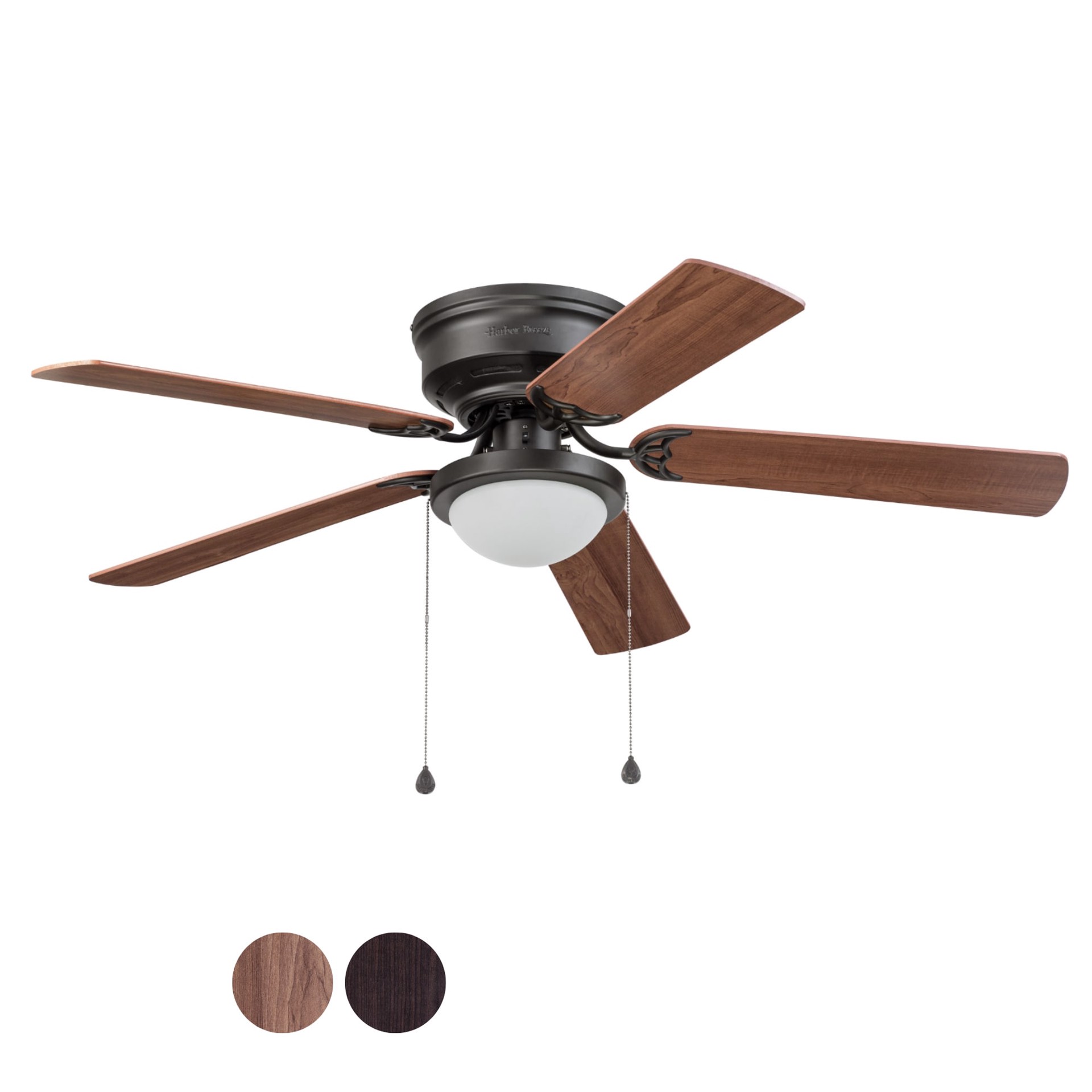 slide 3 of 6, Harbor Breeze Armitage 52-in Bronze with Toffee/cocoa Blades Flush Mount Ceiling Fan With Light 5 -Blade, 1 ct