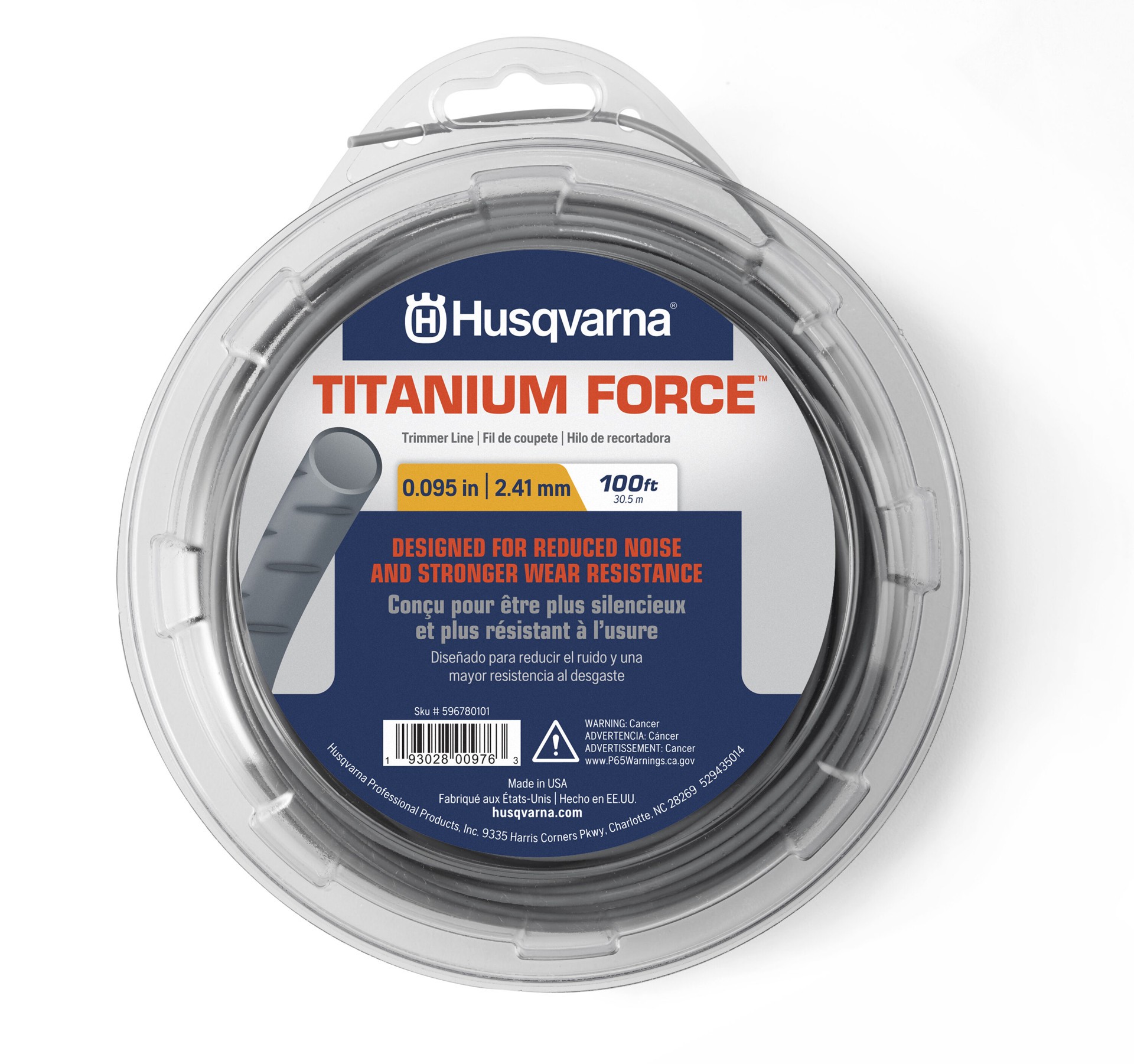 slide 1 of 3, Husqvarna Titanium Force 0.095-in x 100-ft Bulk reel Trimmer Line, 1 ct
