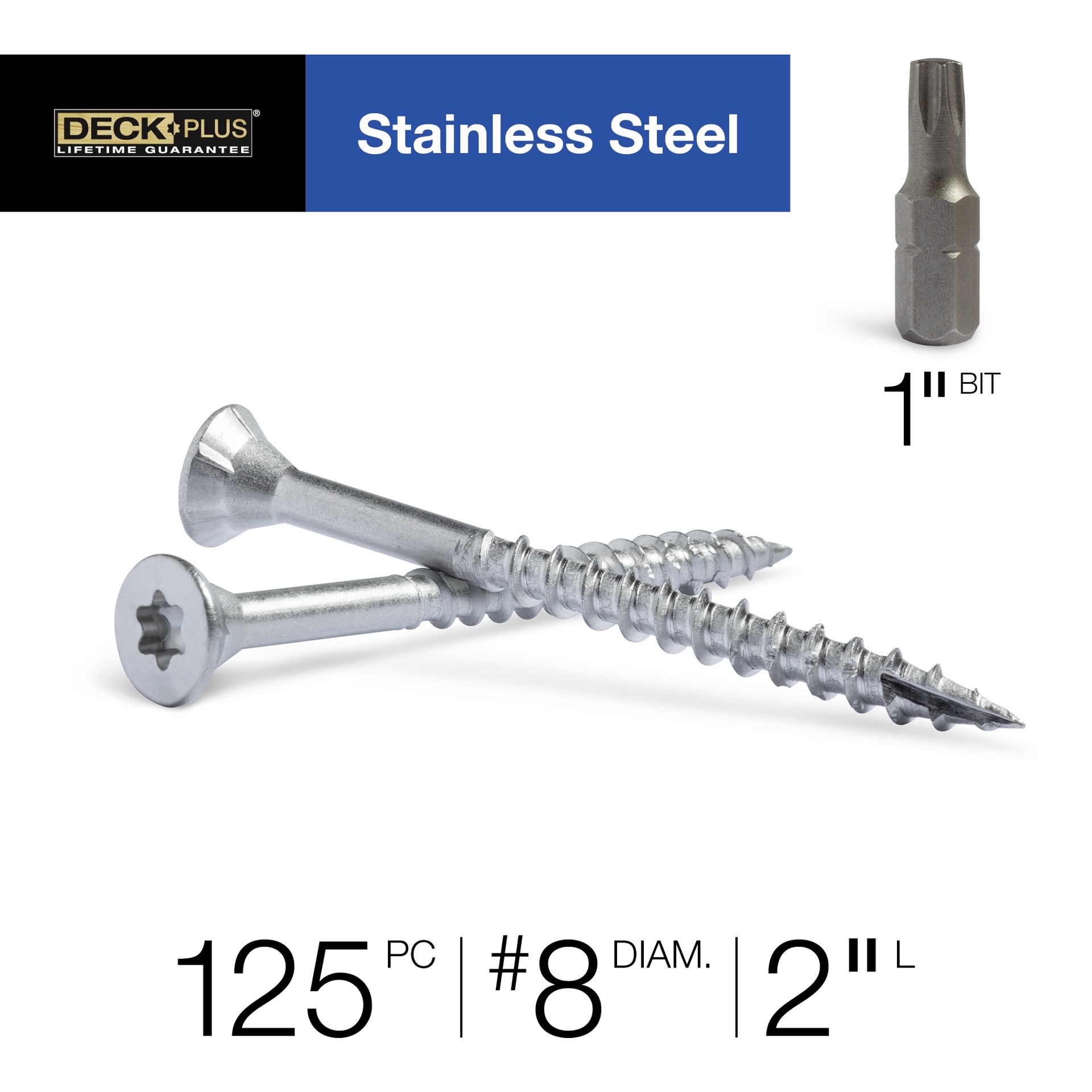 slide 2 of 6, Deck Plus #8 x 2-in Wood to wood Deck Screws ( 125 -Per Box ), 1 ct