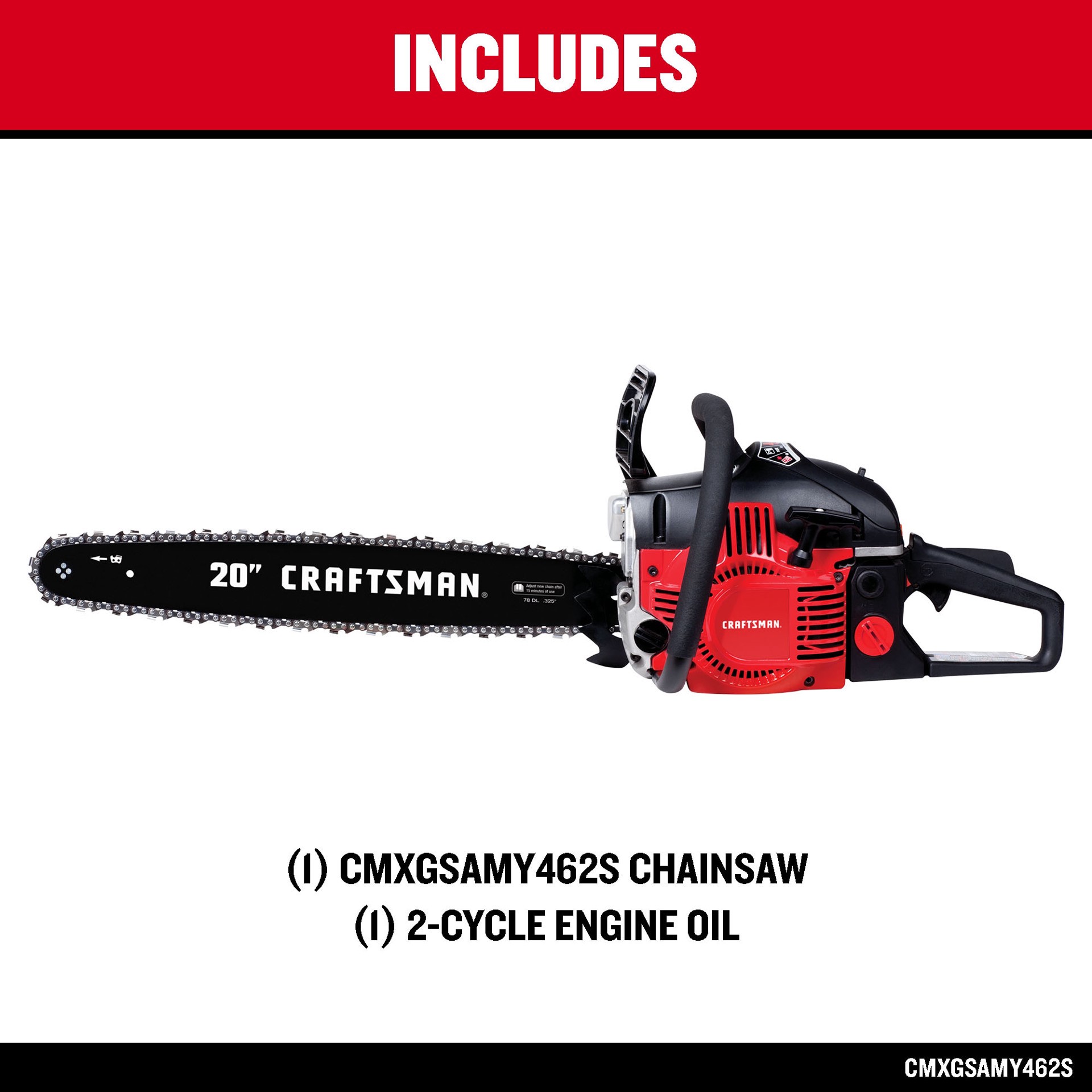 slide 4 of 6, CRAFTSMAN S205 46-cc 2-cycle 20-in Gas Chainsaw, 1 ct