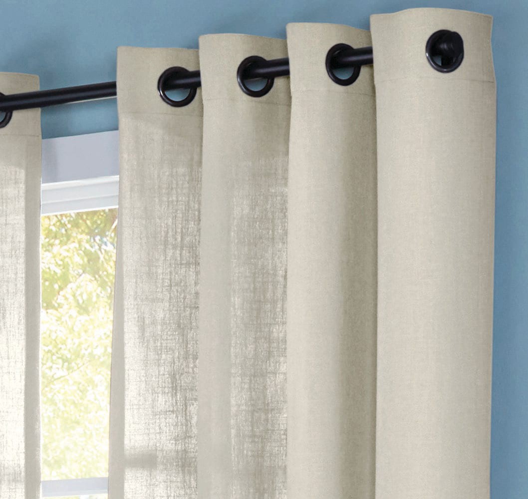 slide 4 of 6, allen + roth 84.0-in Ivory Light filtering Grommet Single curtain panel, 1 ct