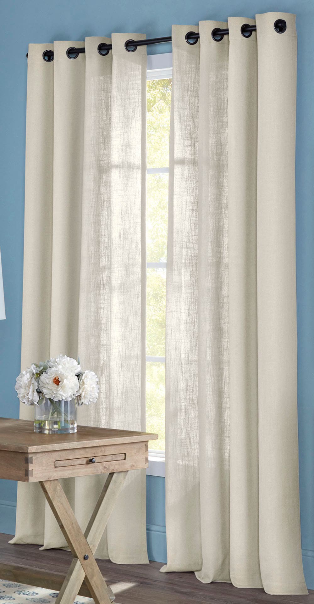 slide 1 of 6, allen + roth 84.0-in Ivory Light filtering Grommet Single curtain panel, 1 ct