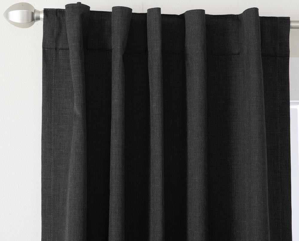 slide 2 of 4, LIVING LOGIC 84-in Black Blackout Thermal lined Back tab Single curtain panel, 1 ct