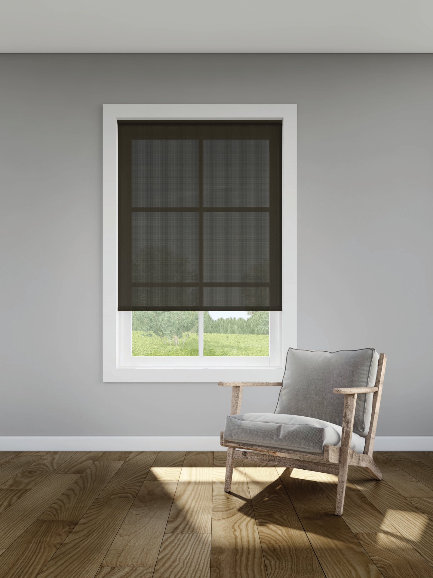 slide 3 of 6, LEVOLOR 55-in x 72-in Mocha Light Filtering Cordless Solar Roller shade, 1 ct