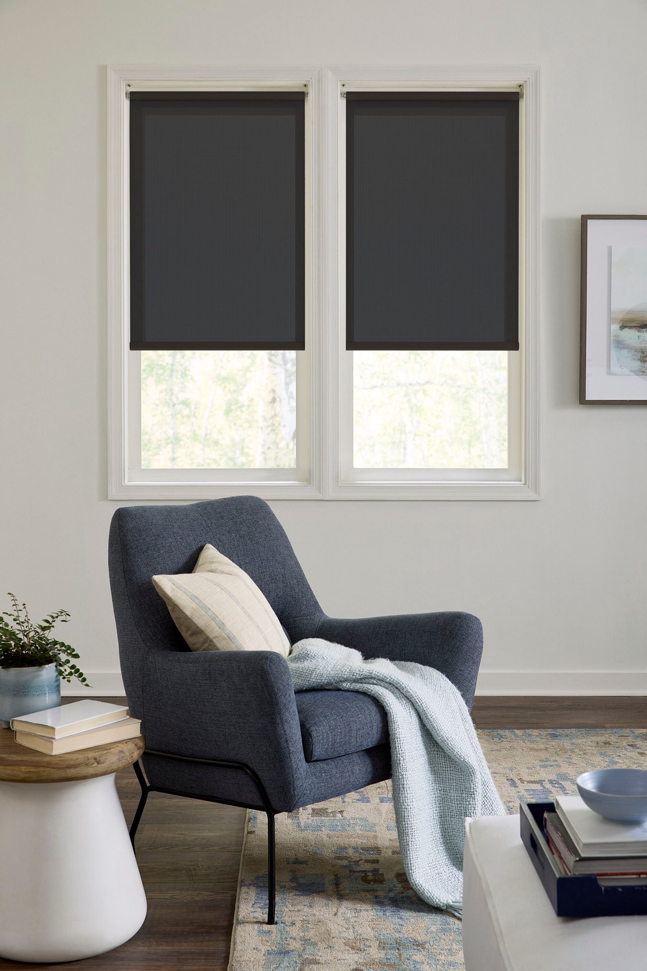 slide 4 of 6, LEVOLOR 55-in x 72-in Mocha Light Filtering Cordless Solar Roller shade, 1 ct