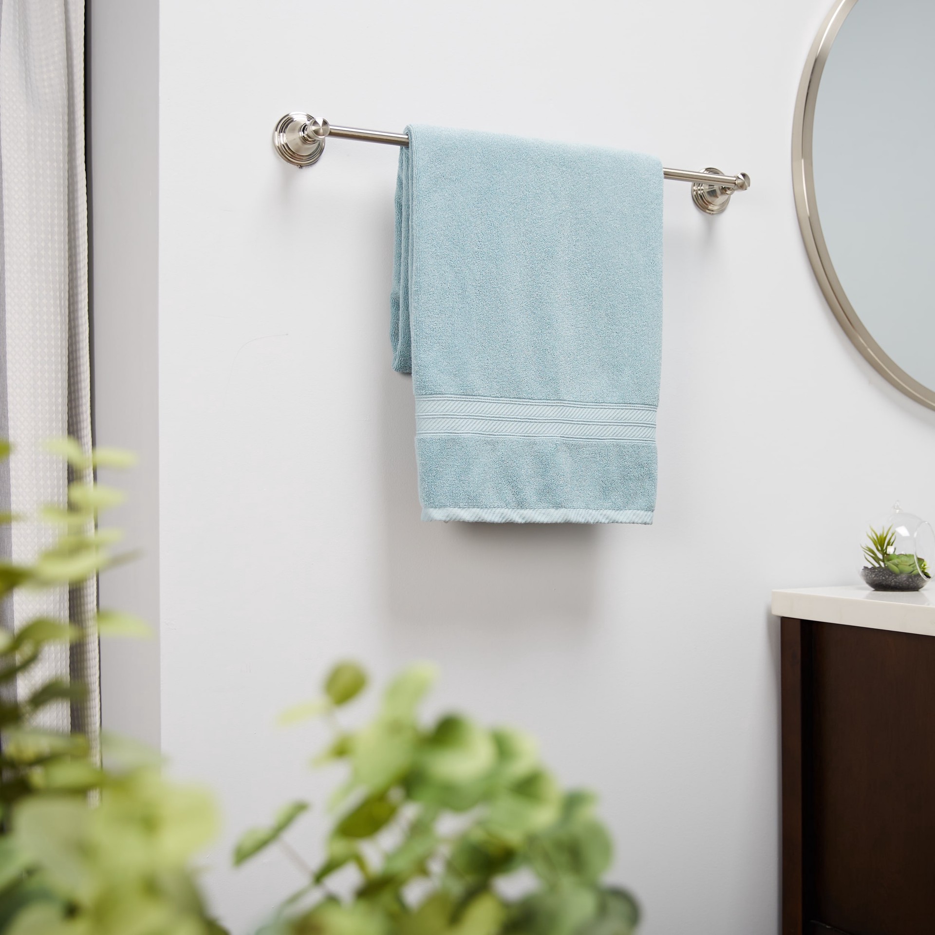 slide 4 of 6, allen + roth Jordon 24-in Brushed Nickel Wall mount Single Towel Bar, 1 ct