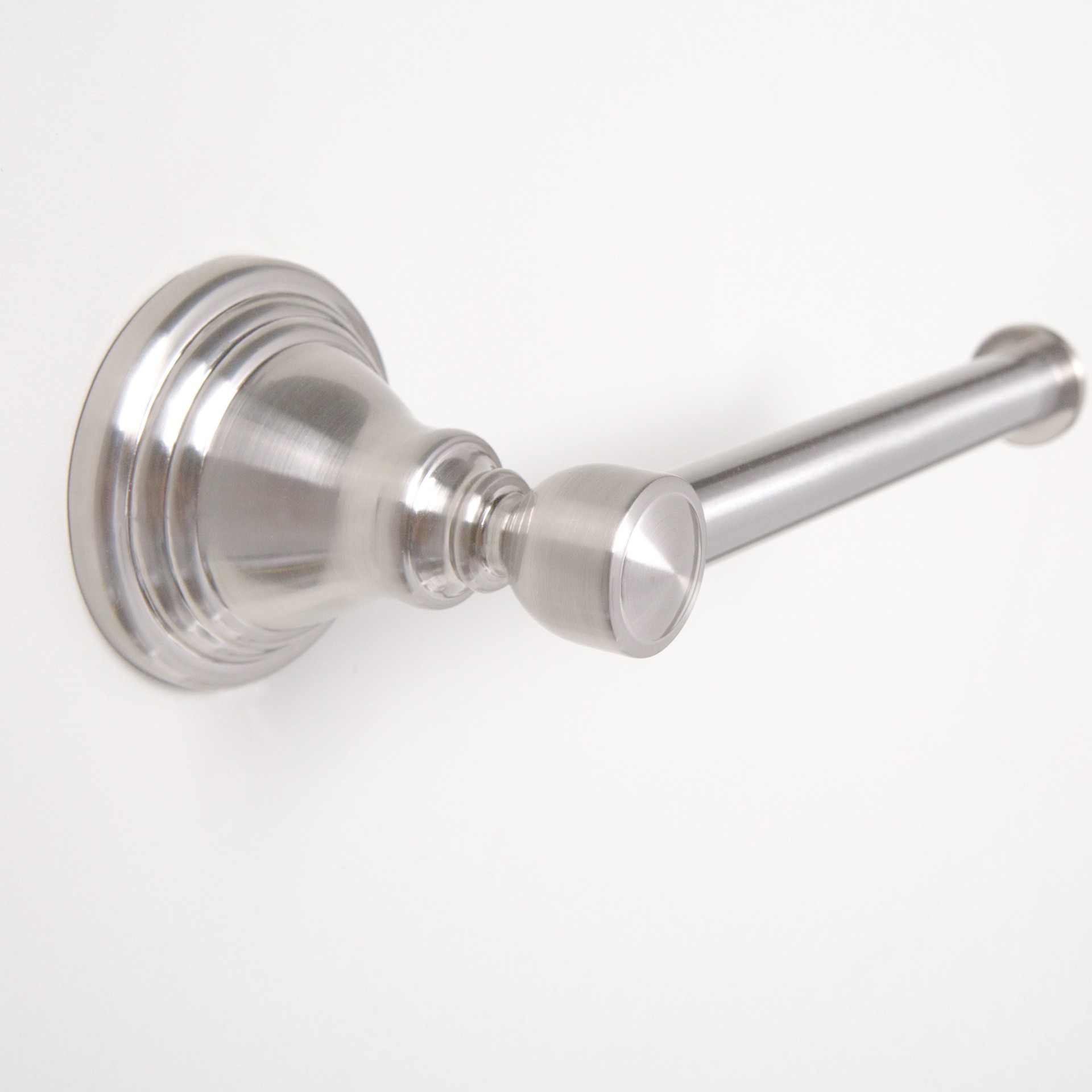 slide 2 of 6, allen + roth Jordon Brushed Nickel Wall mount Single post Toilet Paper Holder 1 -Rolls, 1 ct