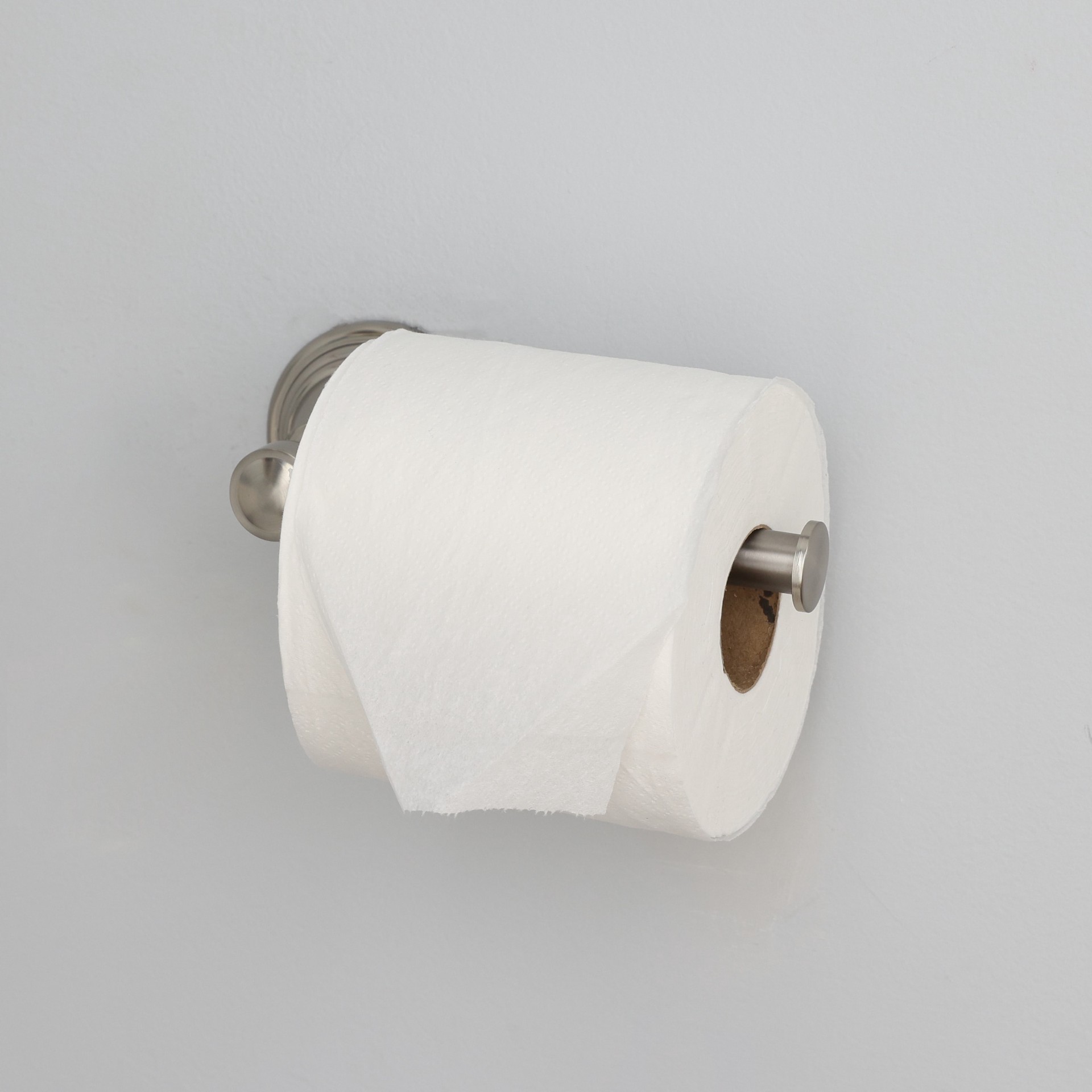 slide 3 of 6, allen + roth Jordon Brushed Nickel Wall mount Single post Toilet Paper Holder 1 -Rolls, 1 ct