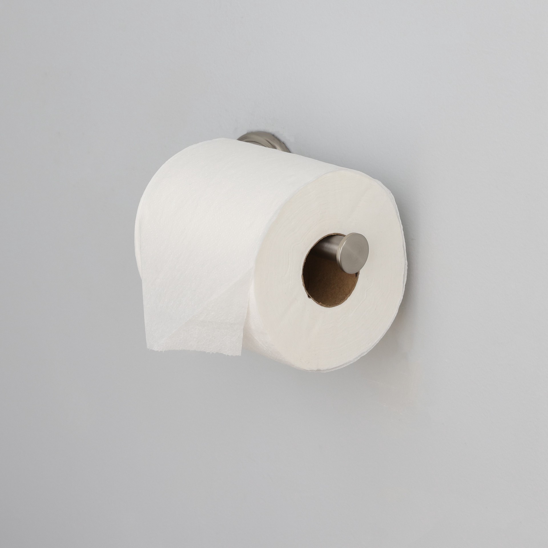 slide 4 of 6, allen + roth Jordon Brushed Nickel Wall mount Single post Toilet Paper Holder 1 -Rolls, 1 ct