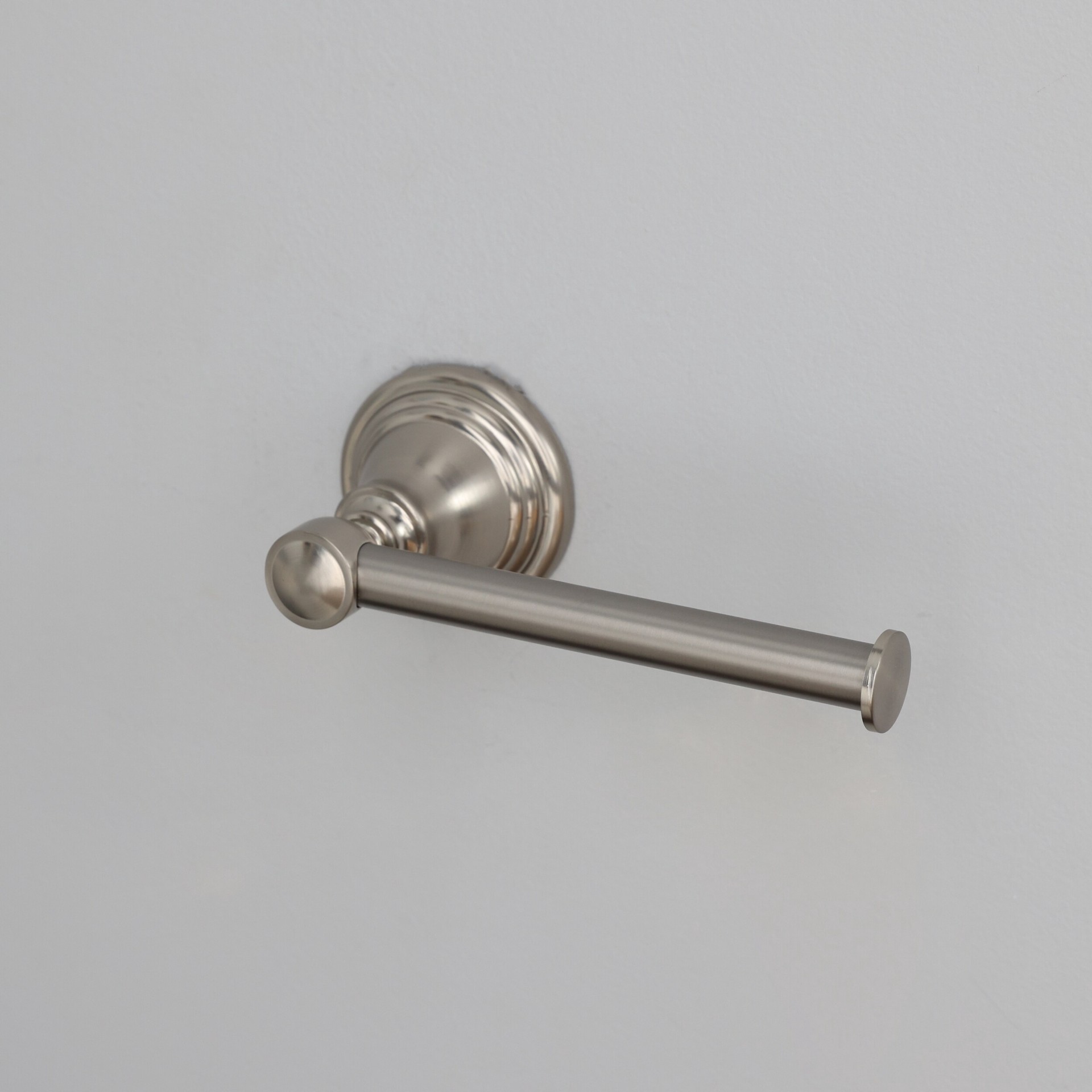 slide 6 of 6, allen + roth Jordon Brushed Nickel Wall mount Single post Toilet Paper Holder 1 -Rolls, 1 ct