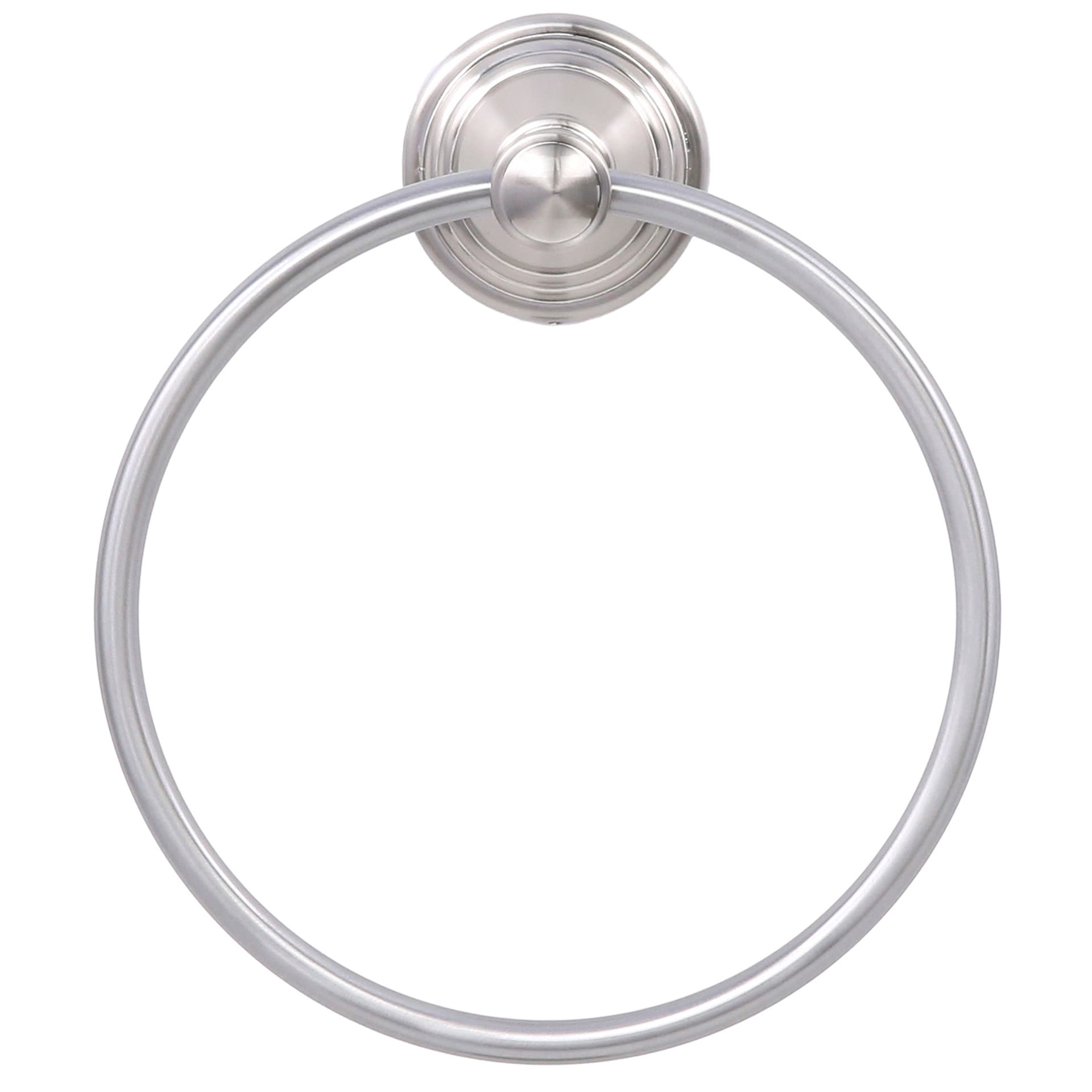 slide 2 of 6, allen + roth Jordon Brushed Nickel Wall mount Single Towel Ring, 1 ct