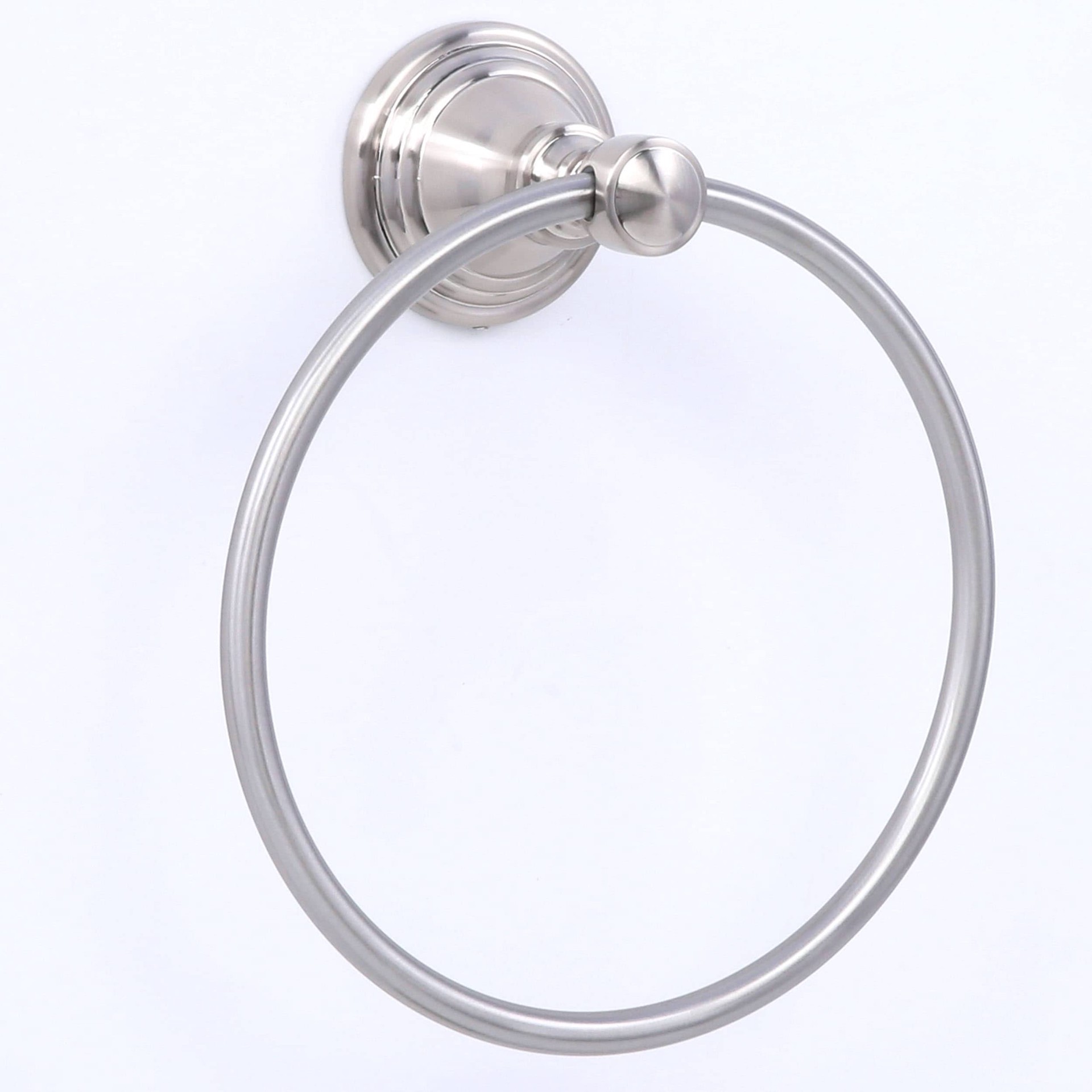 slide 1 of 6, allen + roth Jordon Brushed Nickel Wall mount Single Towel Ring, 1 ct