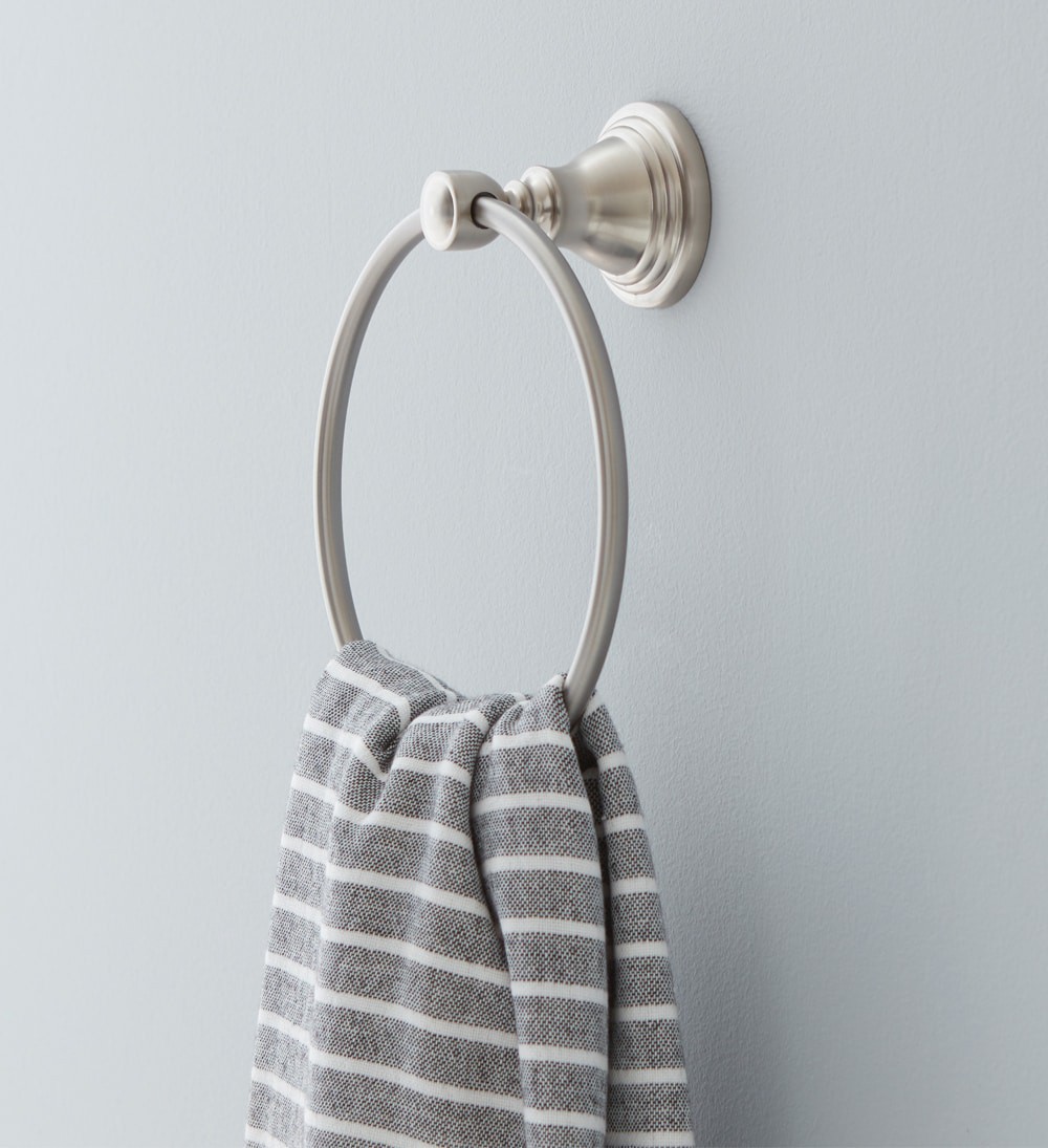 slide 6 of 6, allen + roth Jordon Brushed Nickel Wall mount Single Towel Ring, 1 ct