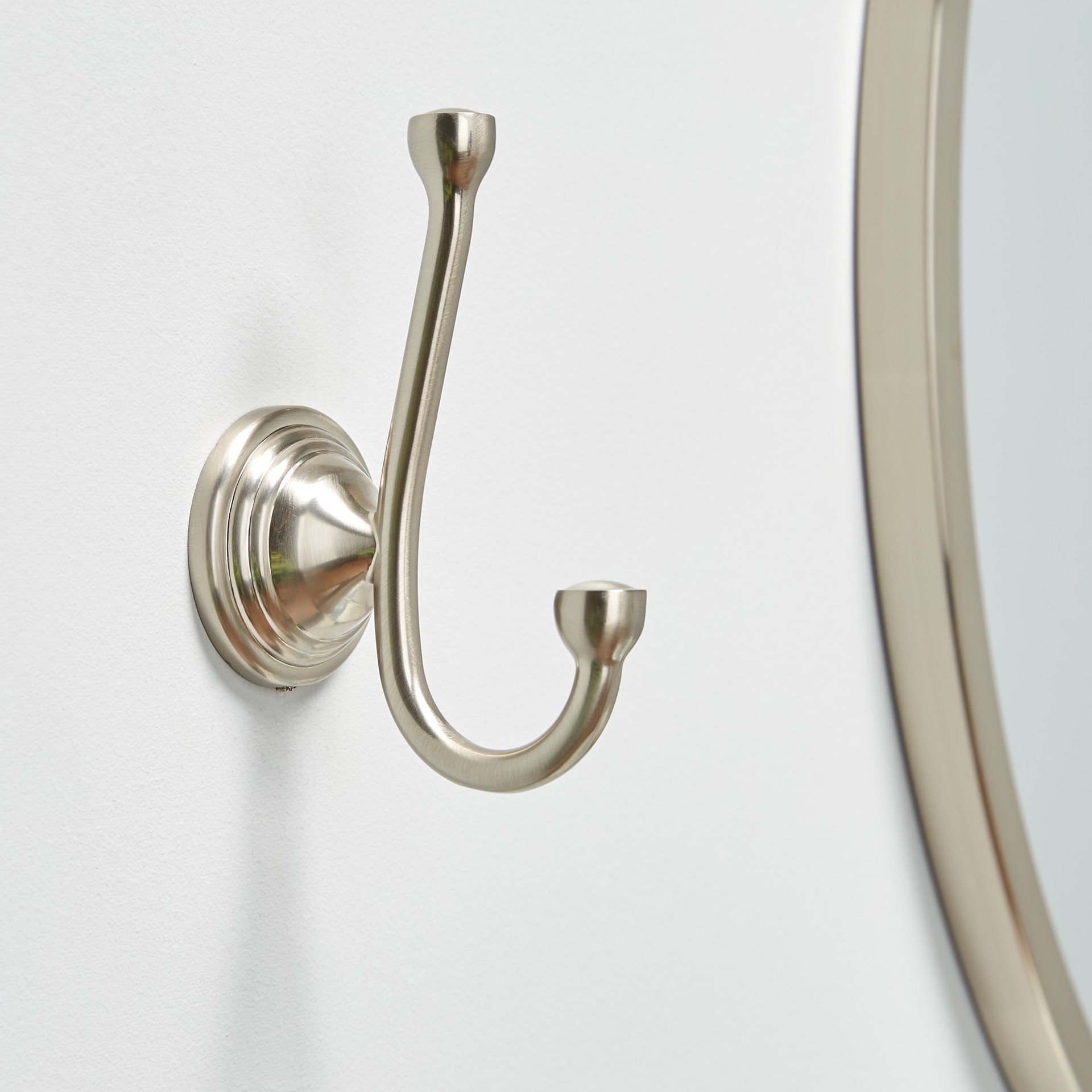 slide 4 of 6, allen + roth Jordon Brushed Nickel Double -Hook Wall mount Towel Hook, 1 ct