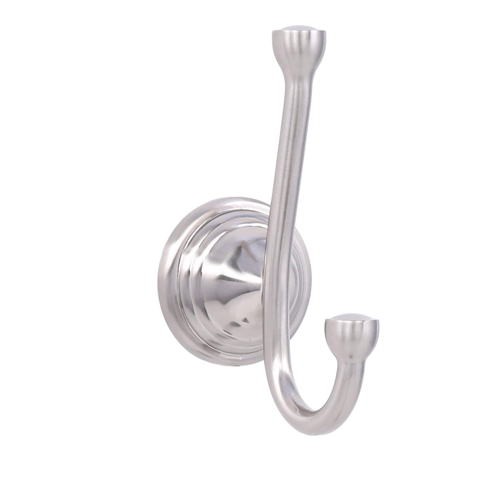 slide 1 of 6, allen + roth Jordon Brushed Nickel Double -Hook Wall mount Towel Hook, 1 ct