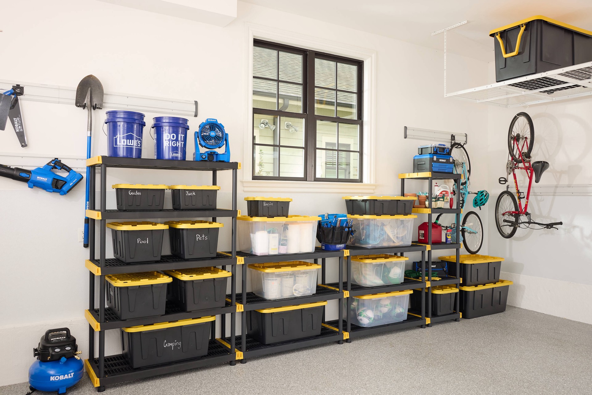 slide 5 of 6, Project Source Commander 5 -Tier Heavy Duty Black Plastic Utility shelving unit with Ventilated Shelves ( 48-in W x 20-in D x 72-in H ), 1 ct