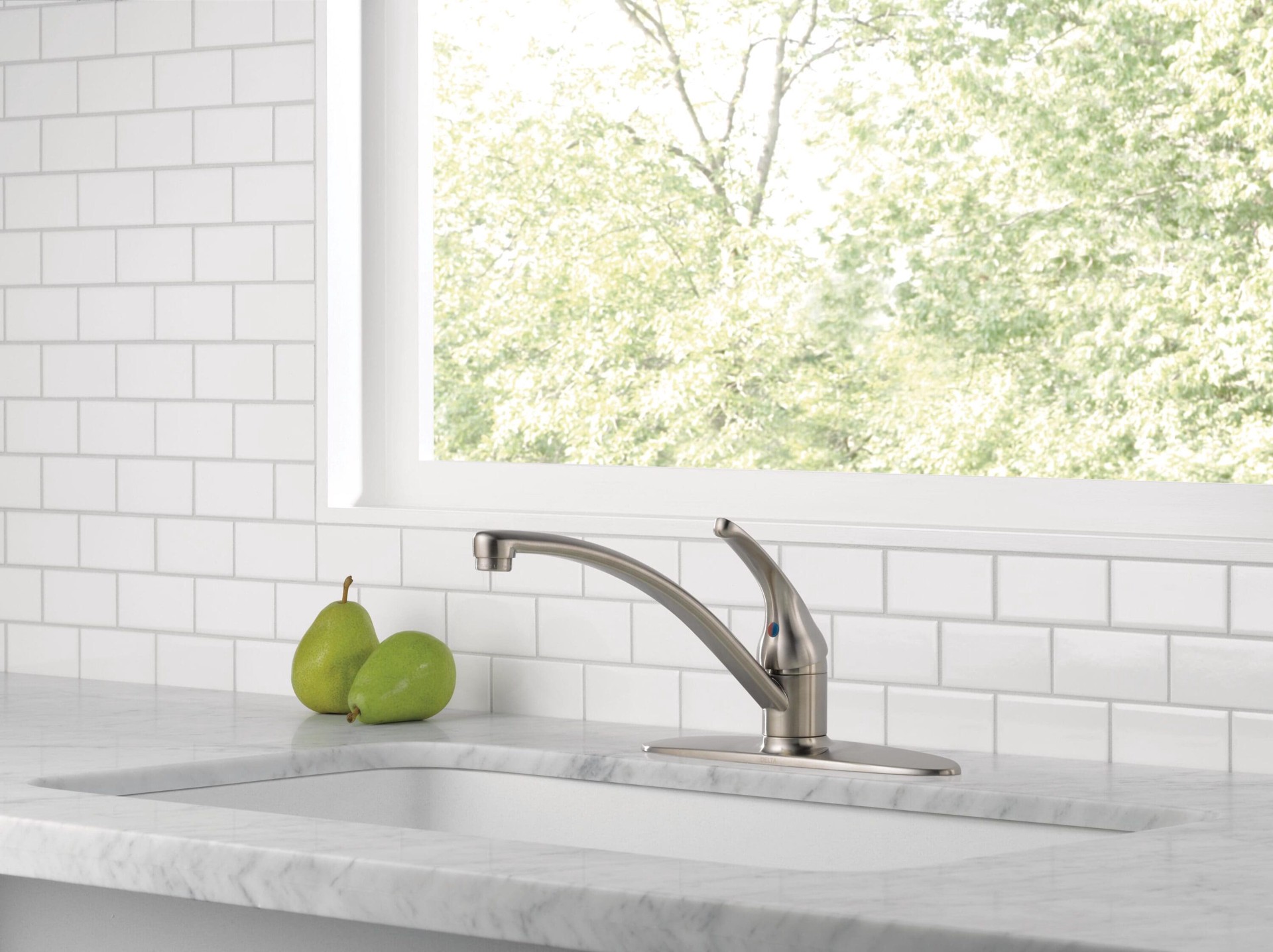 slide 2 of 5, Delta Foundations Stainless Steel Single Handle Deck-mount Kitchen Faucet (Includes Deck Plate), 1 ct