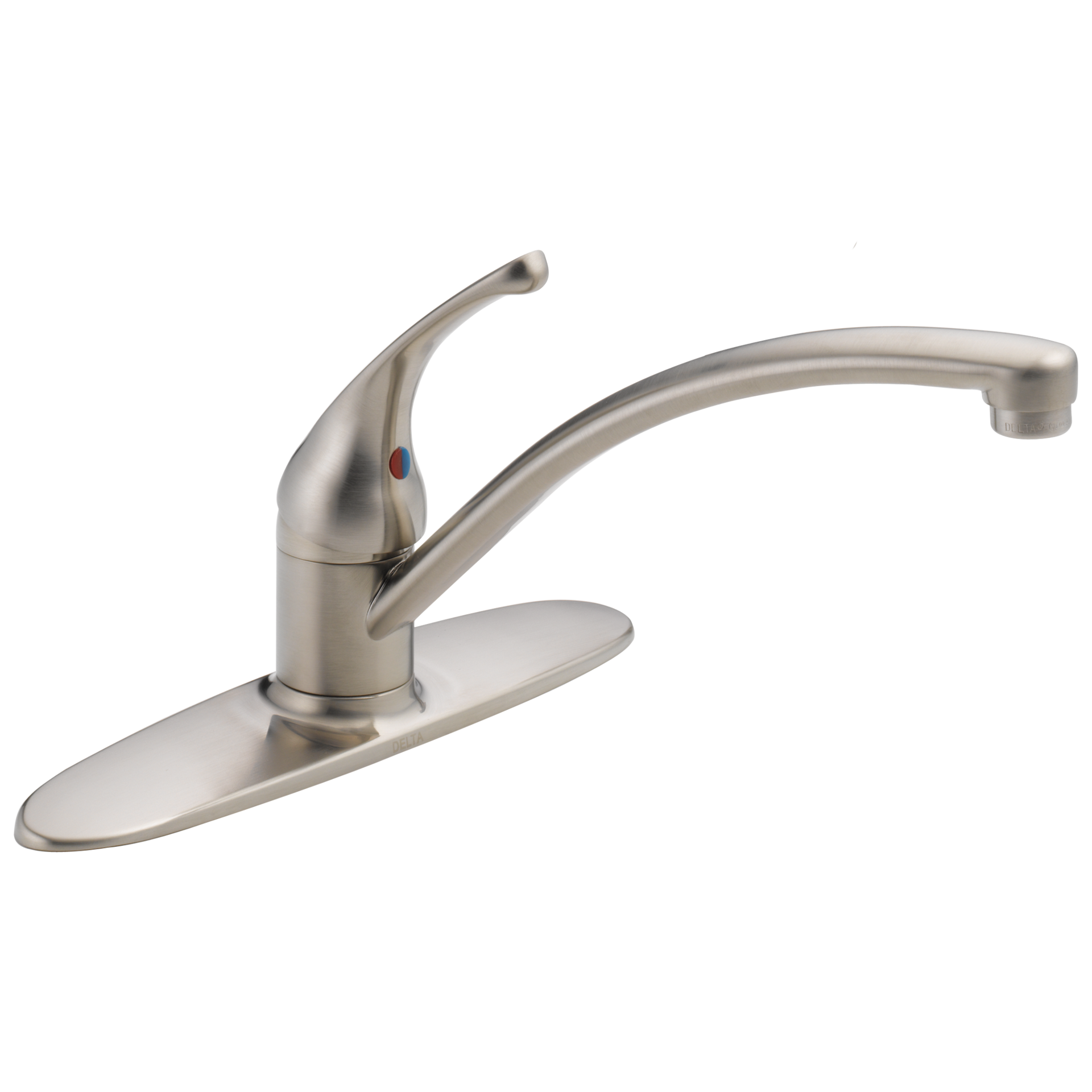slide 1 of 5, Delta Foundations Stainless Steel Single Handle Deck-mount Kitchen Faucet (Includes Deck Plate), 1 ct