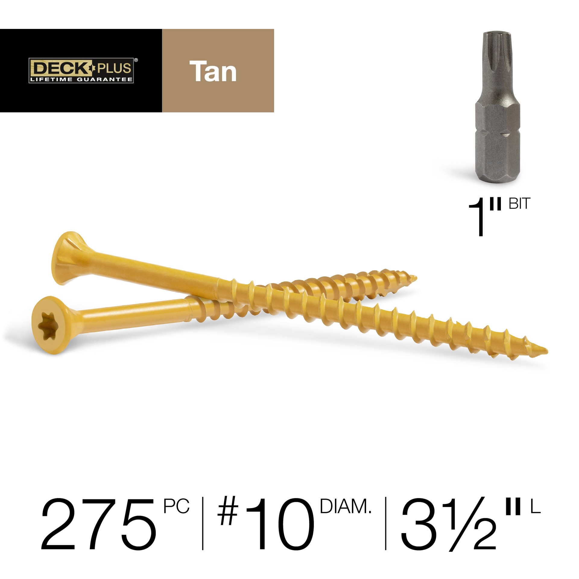 slide 2 of 6, Deck Plus #10 x 3-1/2-in Wood to wood Deck Screws ( 275 -Per Box ), 1 ct