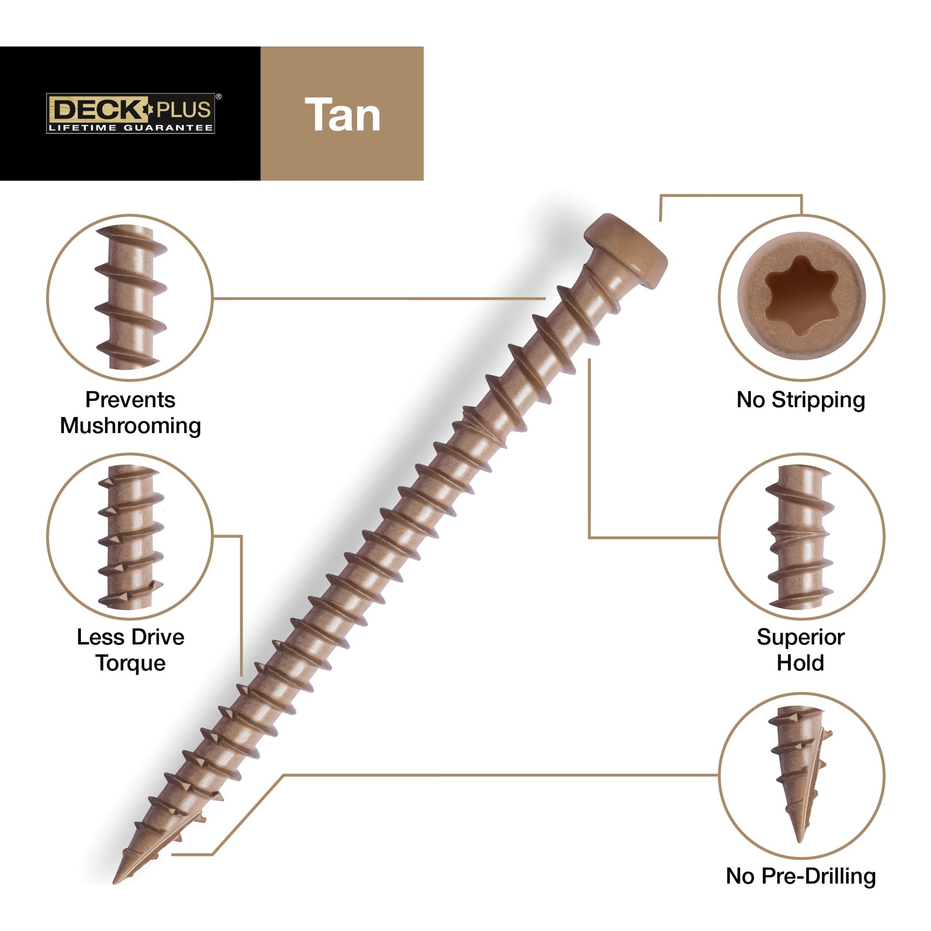 slide 3 of 6, Deck Plus #8 x 1-5/8-in Composite Deck Screws ( 147 -Per Box ), 1 ct