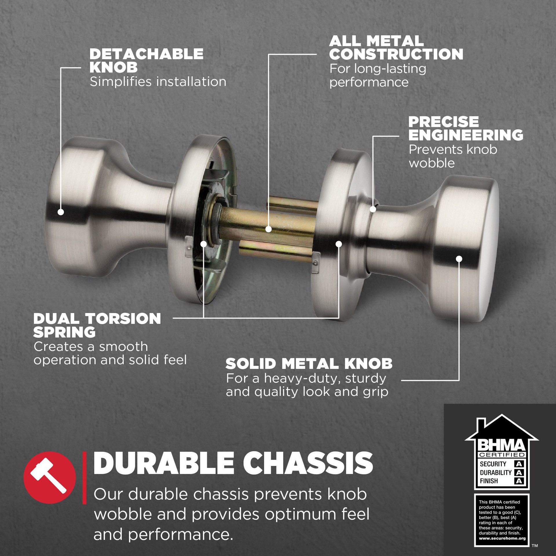 slide 3 of 6, Kwikset Signature Series Pismo Satin Nickel Interior or Hall/Closet Passage Door Knob, 1 ct
