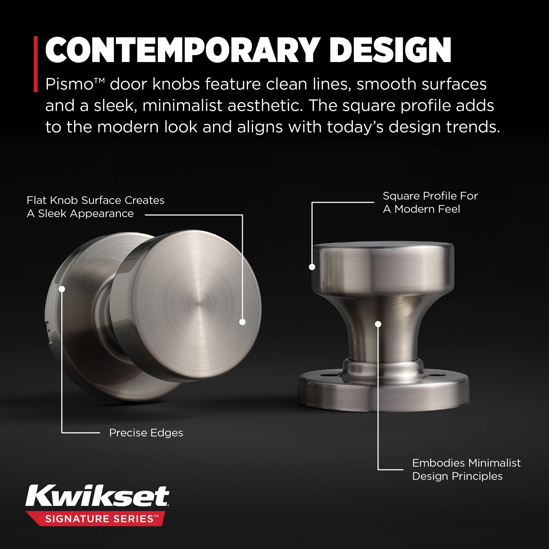slide 6 of 6, Kwikset Signature Series Pismo Satin Nickel Interior or Hall/Closet Passage Door Knob, 1 ct