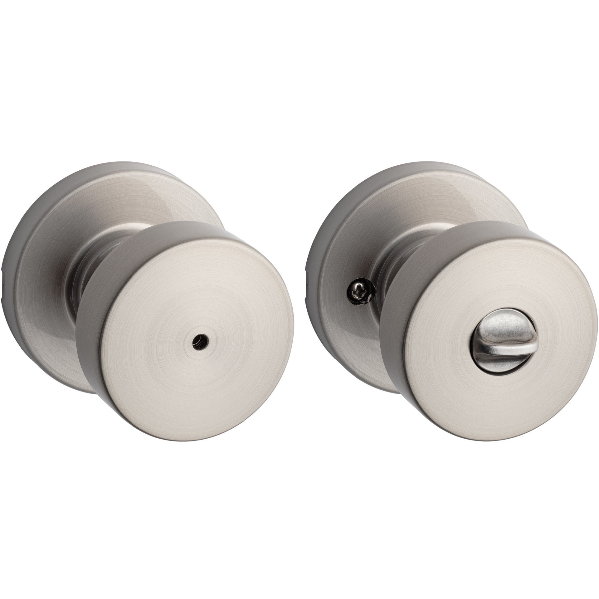 slide 1 of 6, Kwikset Signature Series Pismo Satin Nickel Interior or Bed/Bath Privacy Door Knob, 1 ct