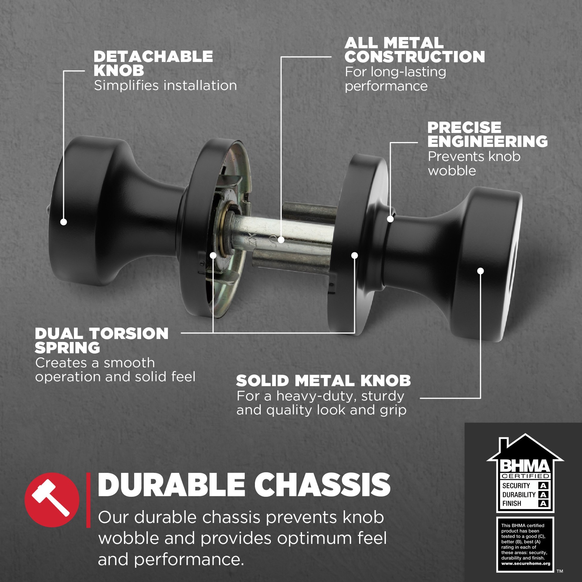 slide 4 of 6, Kwikset Signature Series Pismo Matte Black Exterior Keyed Entry Door Knob ft. SmartKey Security, 1 ct