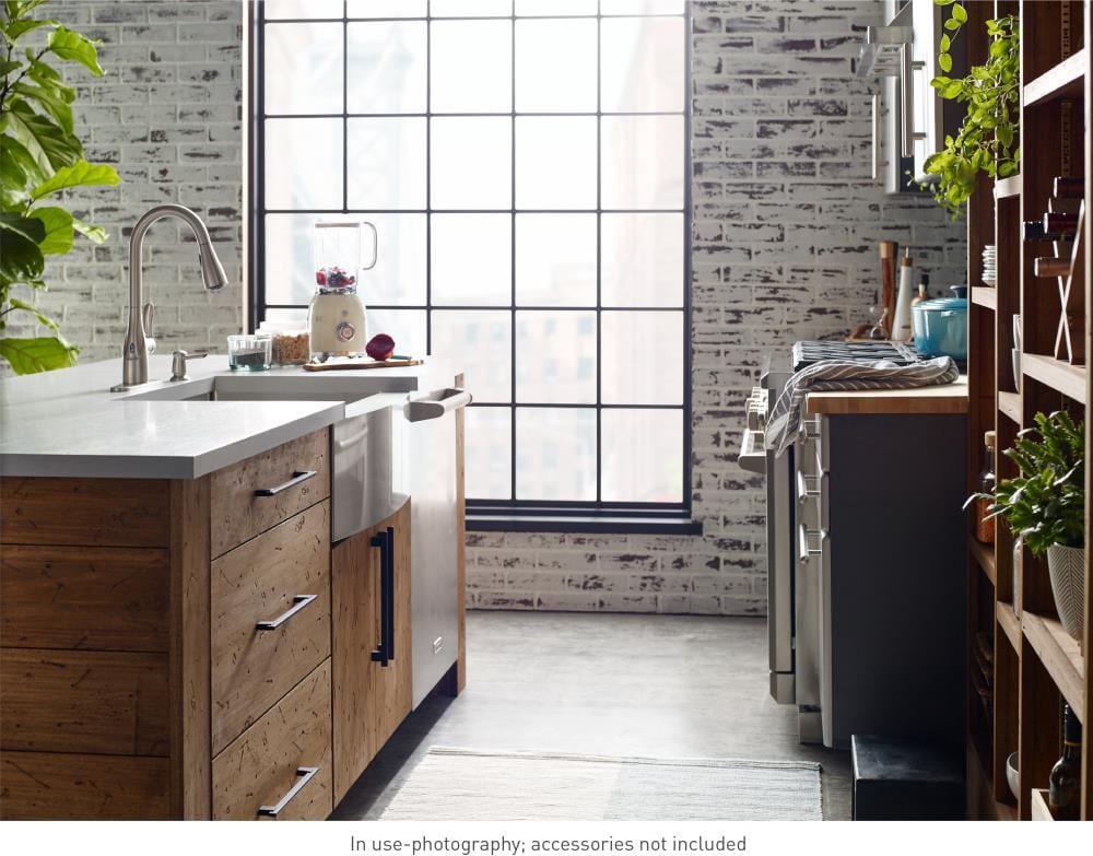 slide 4 of 6, Moen Arlo Spot Resist Stainless Single Handle Deck-mount Pull-down Kitchen Faucet with Sprayer ( Deck Plate Included ) (Soap Dispenser Included), 1 ct