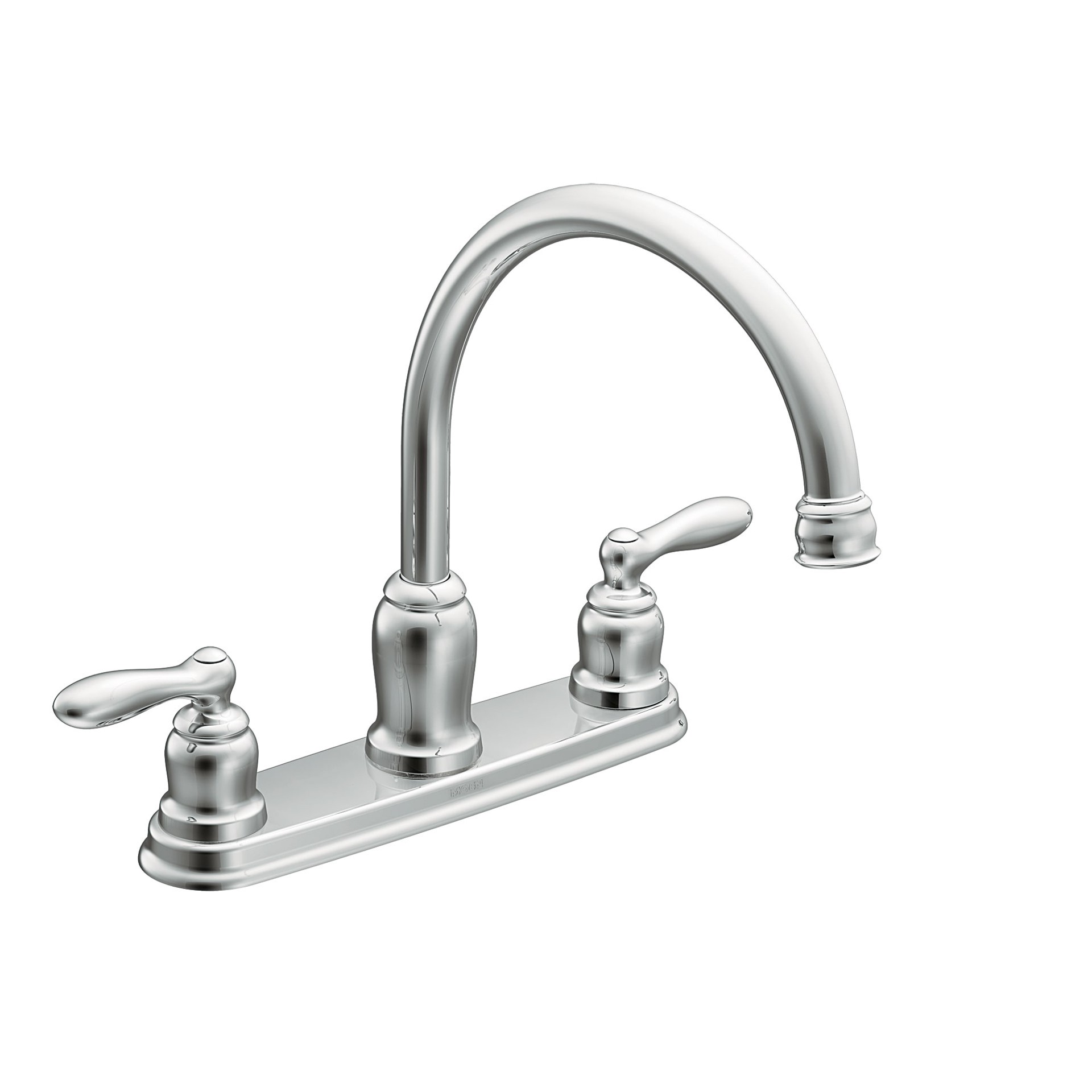 slide 1 of 6, Moen Caldwell Chrome Double Handle Deck-mount Kitchen Faucet (Includes Deck Plate), 1 ct