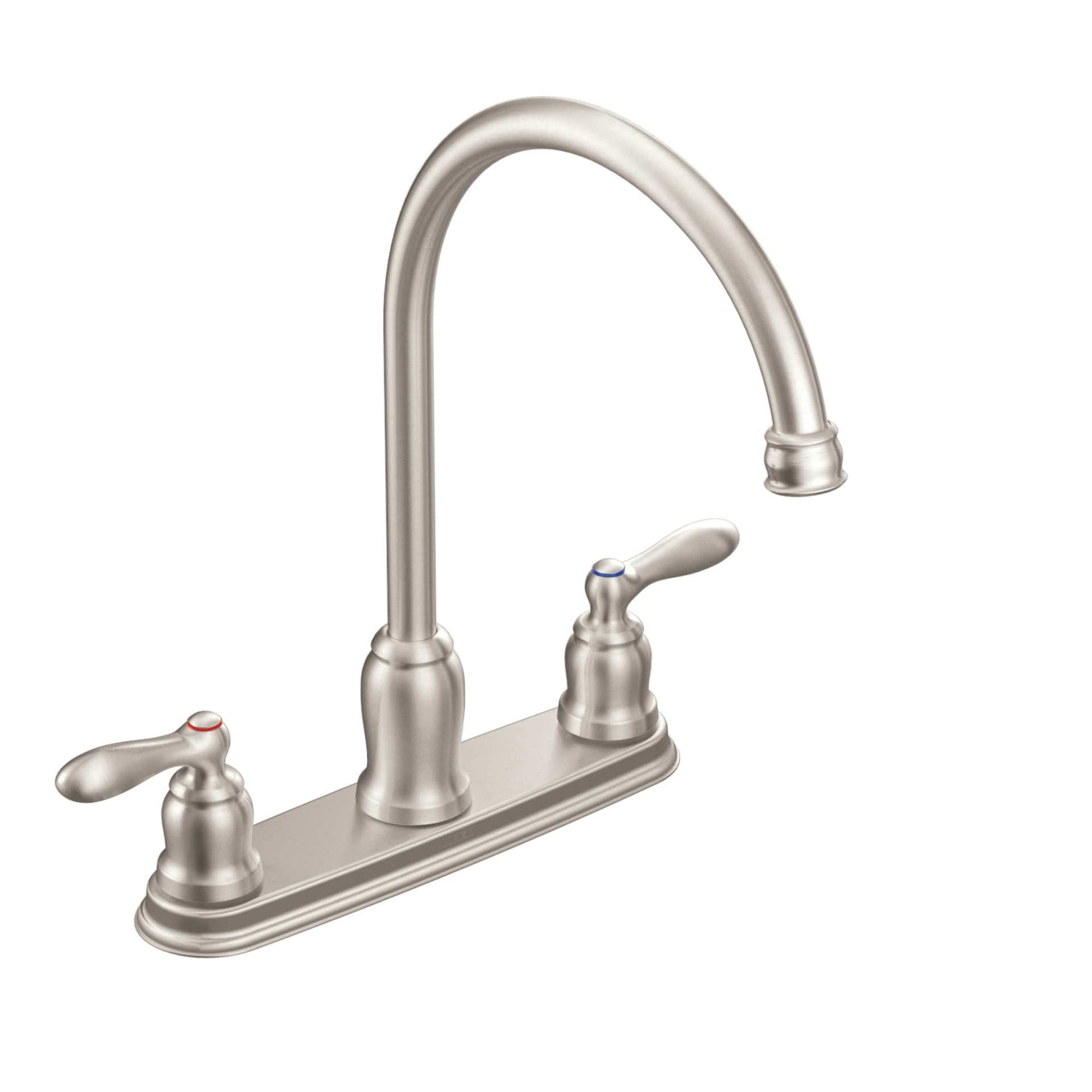 slide 1 of 6, Moen Caldwell Spot Resist Stainless Double Handle Deck-mount Kitchen Faucet ( Deck Plate Included ), 1 ct