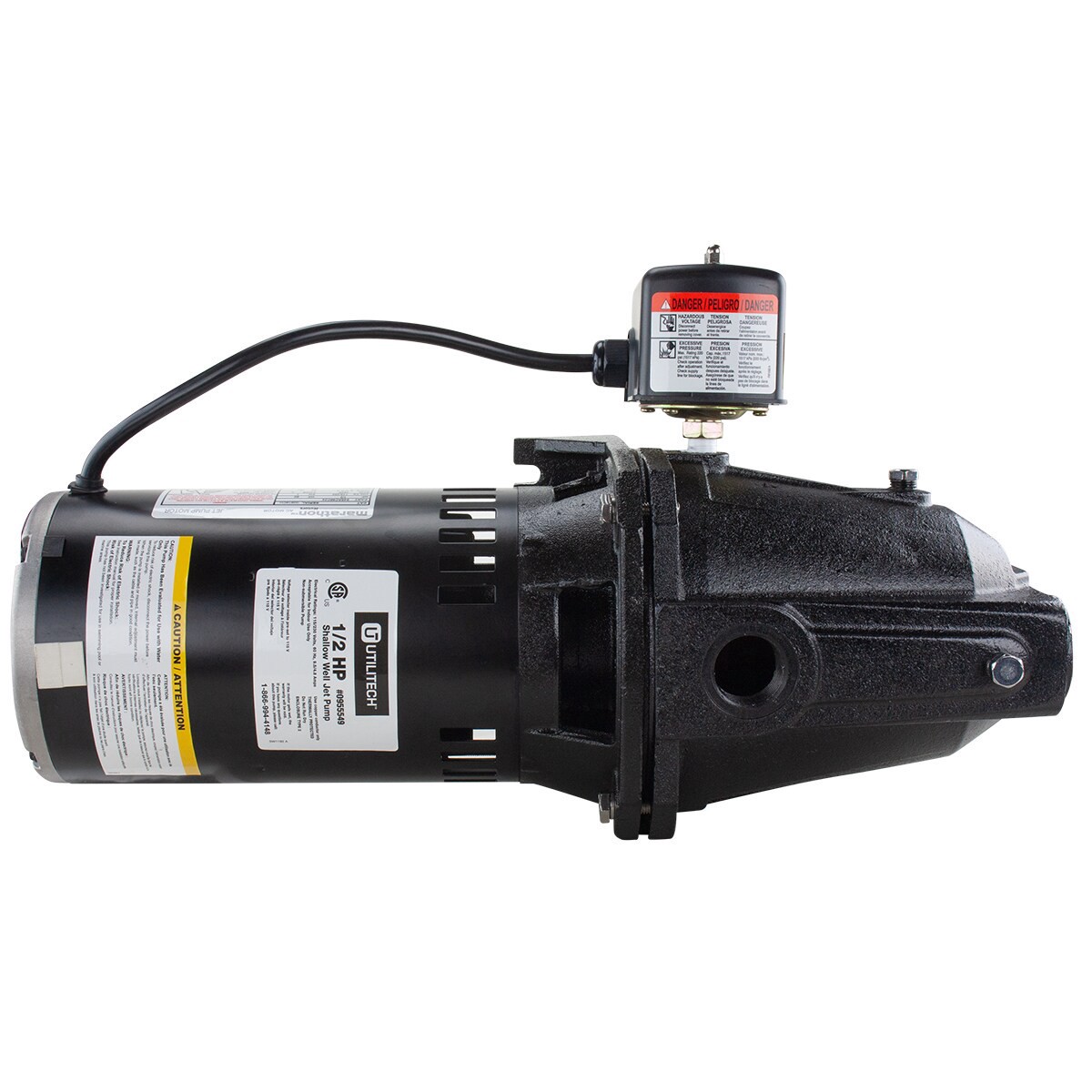 slide 4 of 6, Utilitech 1/2-HP 115 and 230 -Volt 11-Gallon Cast iron Shallow well jet pump, 1 ct