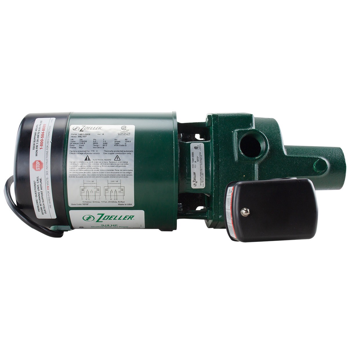 slide 3 of 6, Zoeller 3/4-HP 115 and 230 -Volt 15-Gallon Cast iron Shallow well jet pump, 1 ct