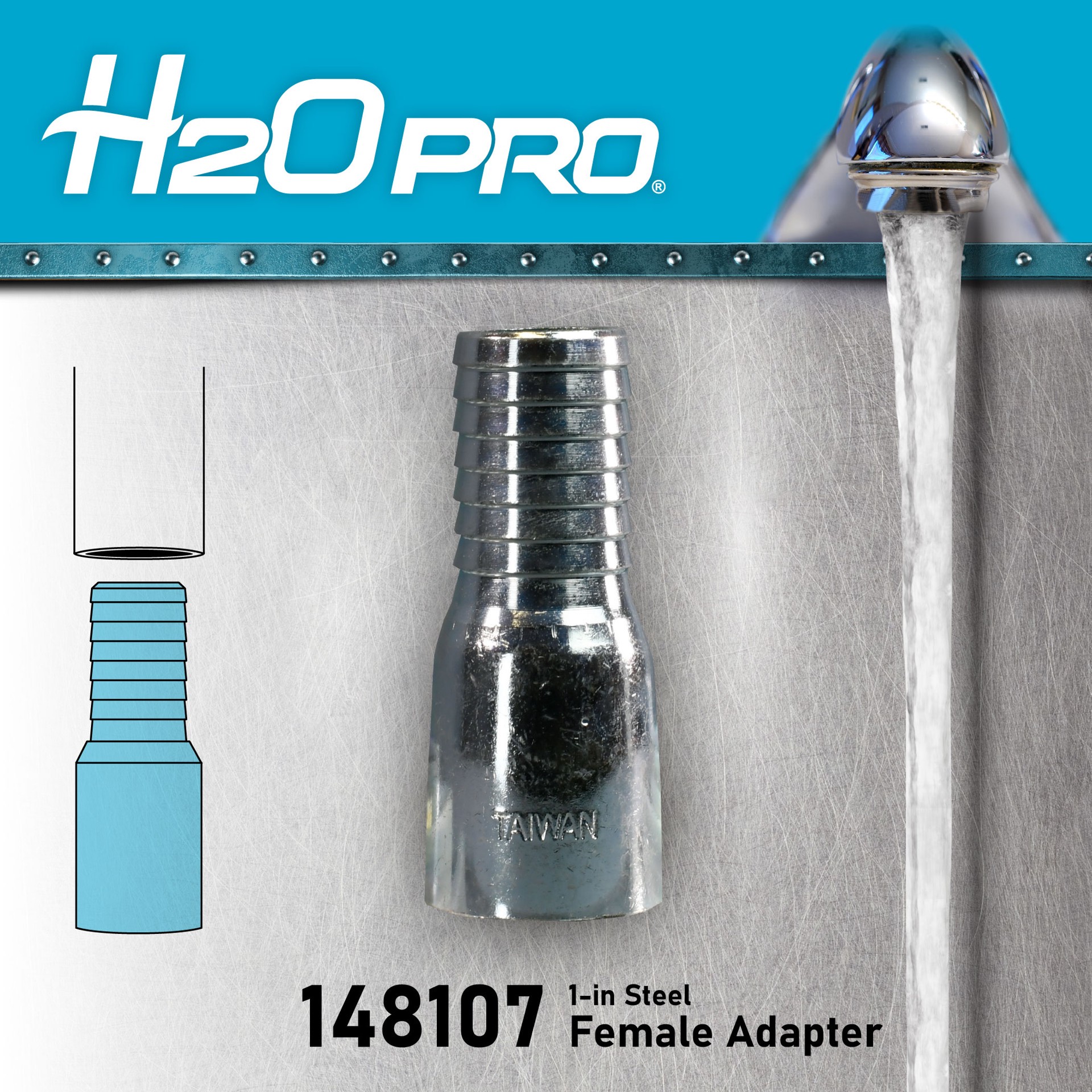 slide 5 of 6, H2OPRO Adapter - 1 in. Steel - Female, 1 ct