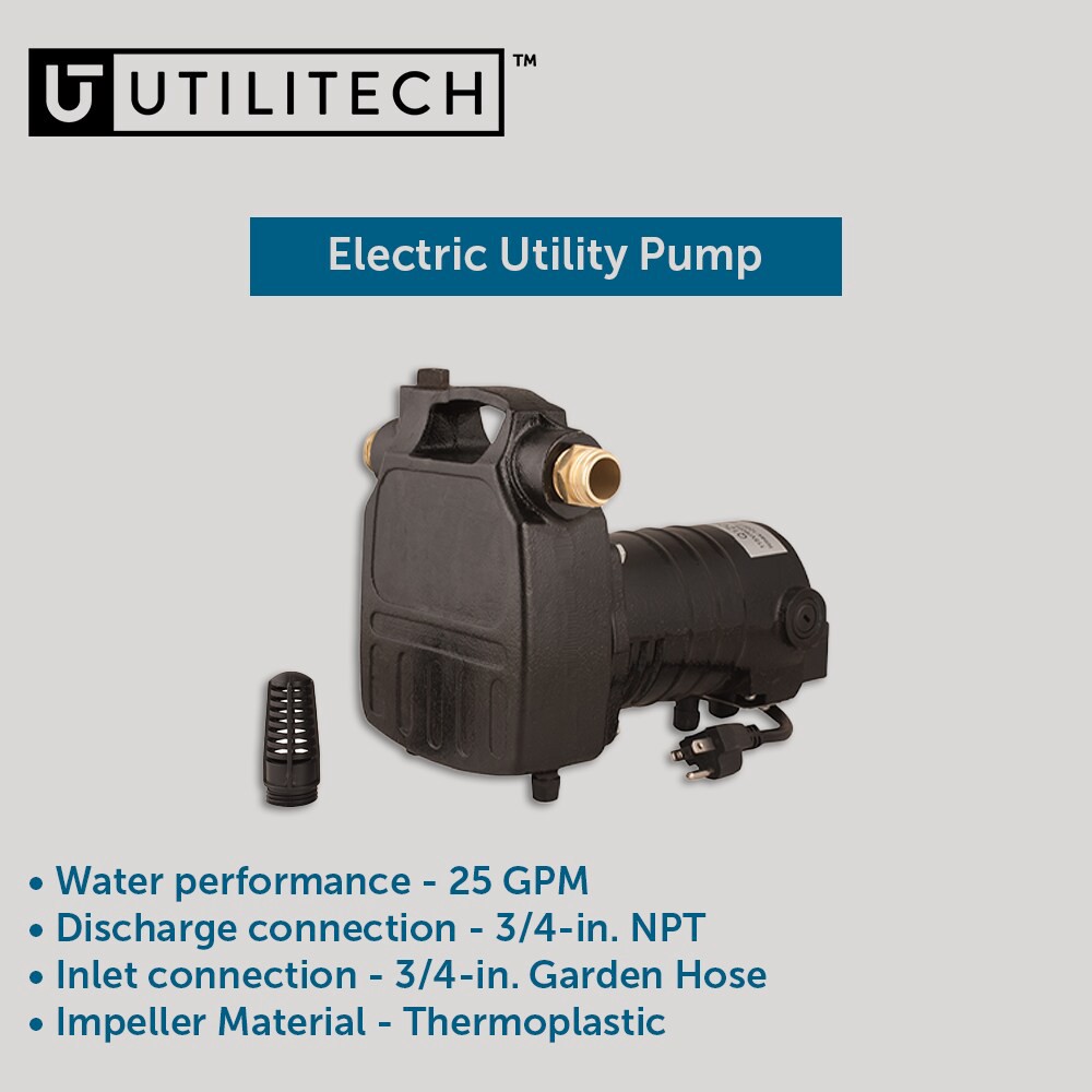 slide 3 of 6, Utilitech 1/2-HP 115 -Volt 25-Gallon Cast iron Electric utility pump, 1 ct