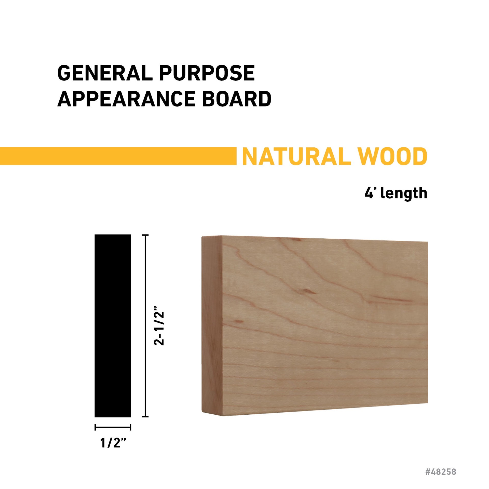 slide 3 of 5, RELIABILT 1/2-in x 3-in x 4-ft Unfinished Clear S4S Maple Common Softwood Board, 1 ct