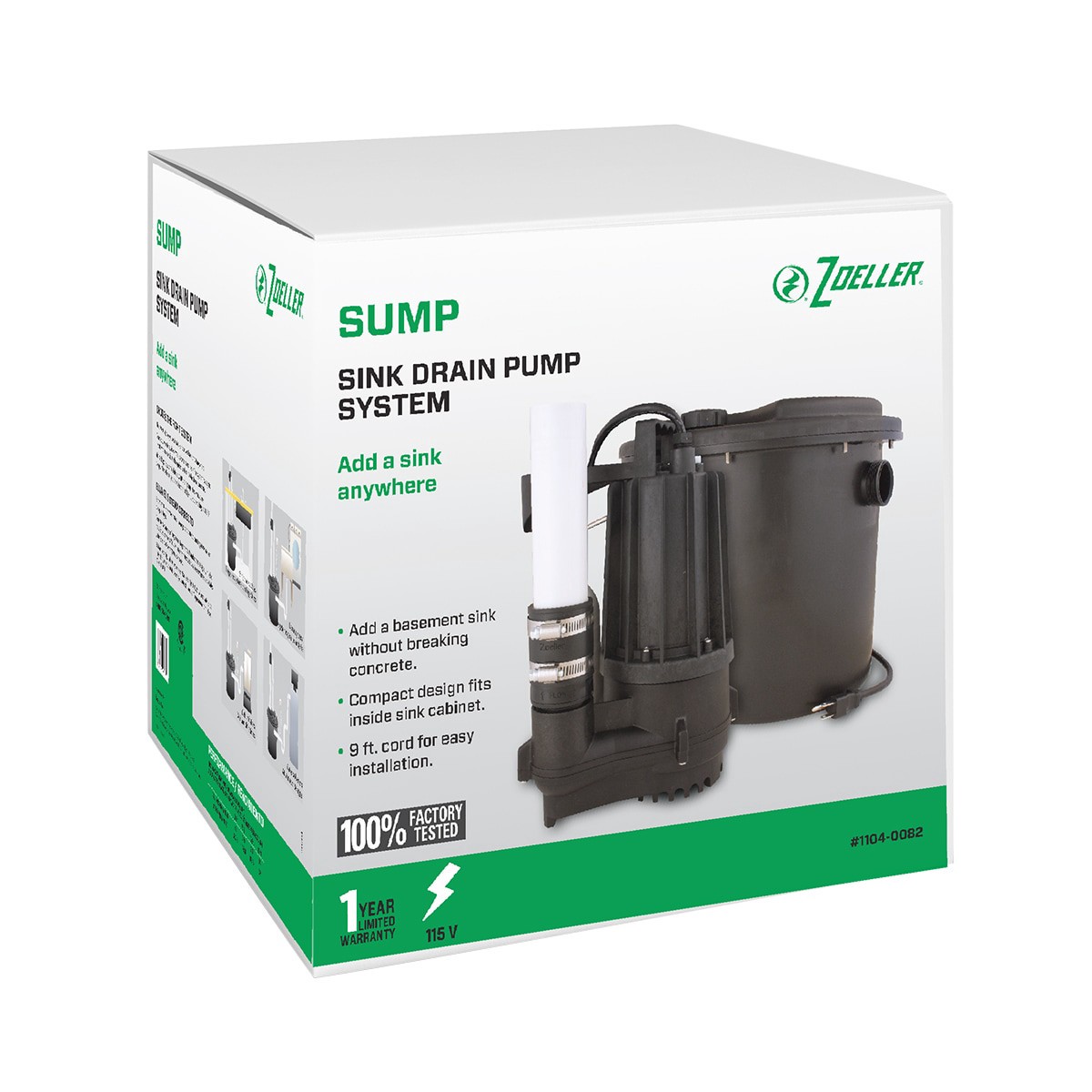 slide 5 of 6, Zoeller 1/3-HP 115 -Volt 43-Gallon Thermoplastic Submersible sump pump, 1 ct