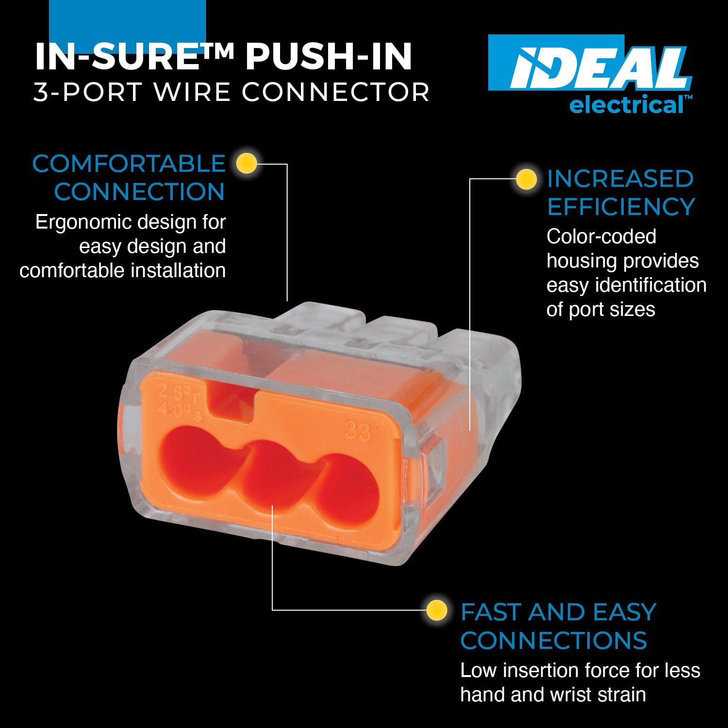 slide 2 of 6, IDEAL Push-in Wire Connectors 3 Orange ( 10 -Pack ), 1 ct