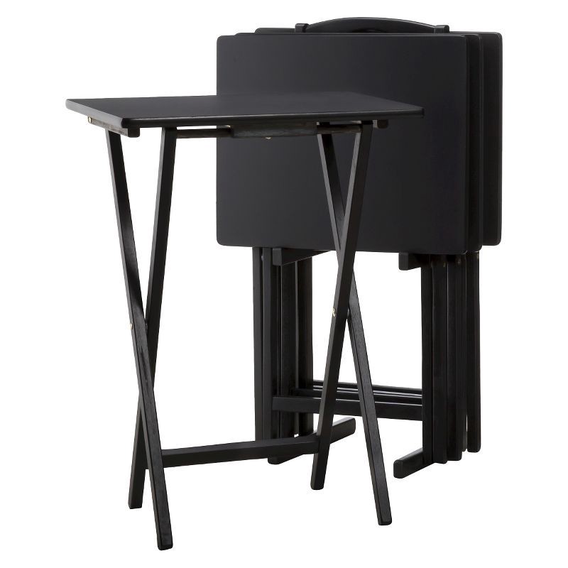 slide 2 of 3, Peakform 5pc TV Tray Set Wood Black, 5 ct