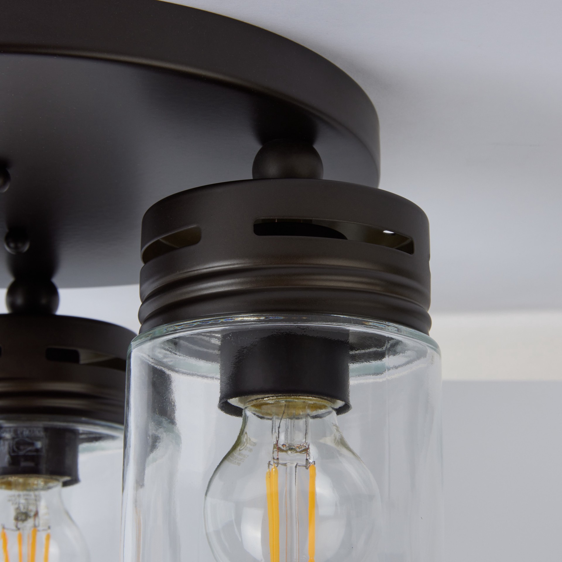 slide 2 of 6, allen + roth 3 -Light 12-in Bronze Semi Flush Mount Light, 1 ct