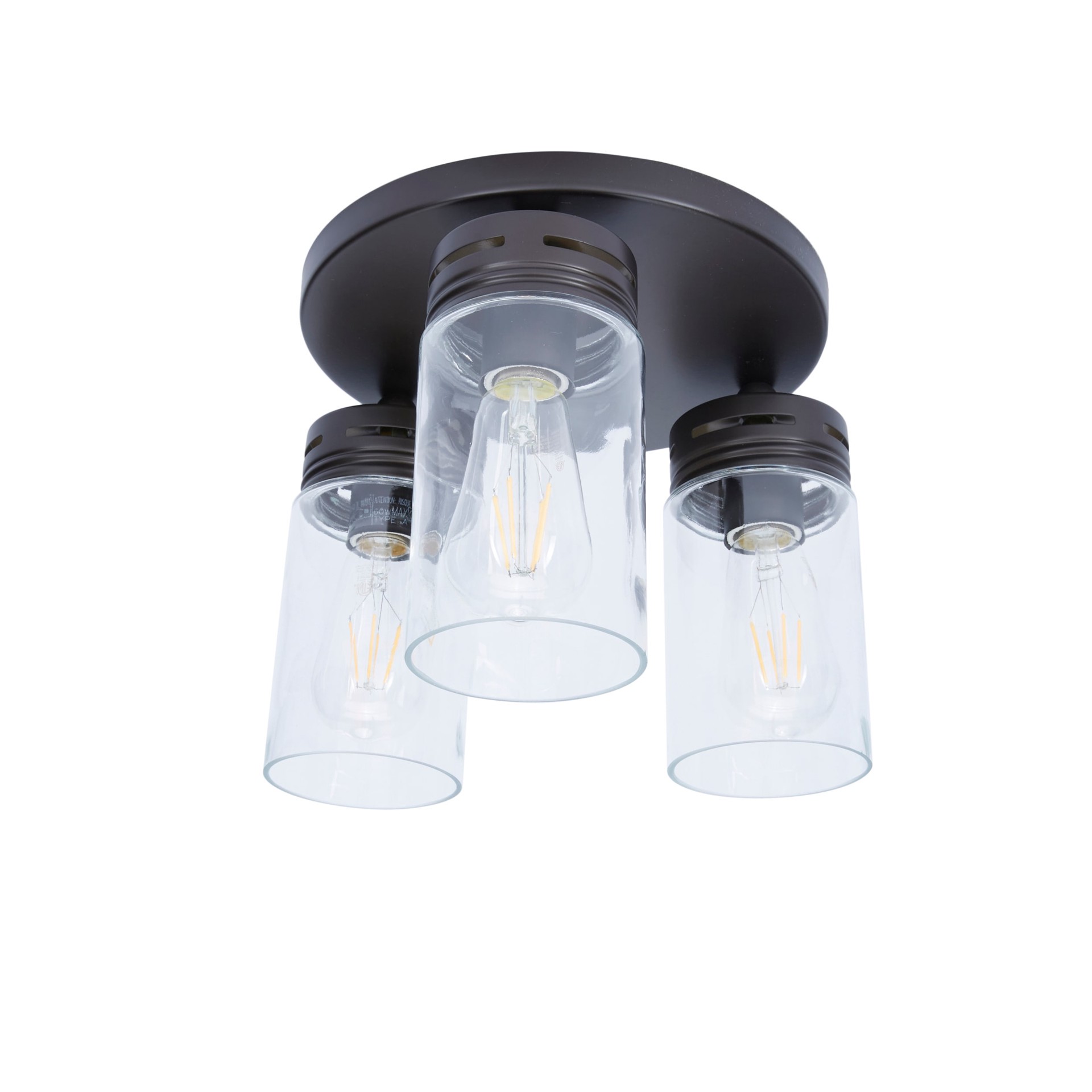 slide 6 of 6, allen + roth 3 -Light 12-in Bronze Semi Flush Mount Light, 1 ct