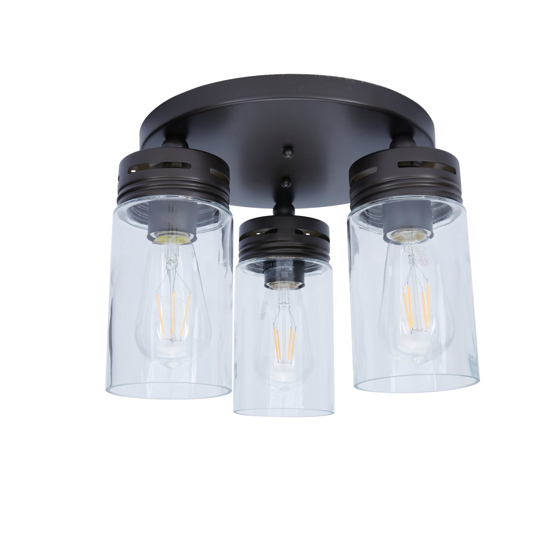 slide 1 of 6, allen + roth 3 -Light 12-in Bronze Semi Flush Mount Light, 1 ct