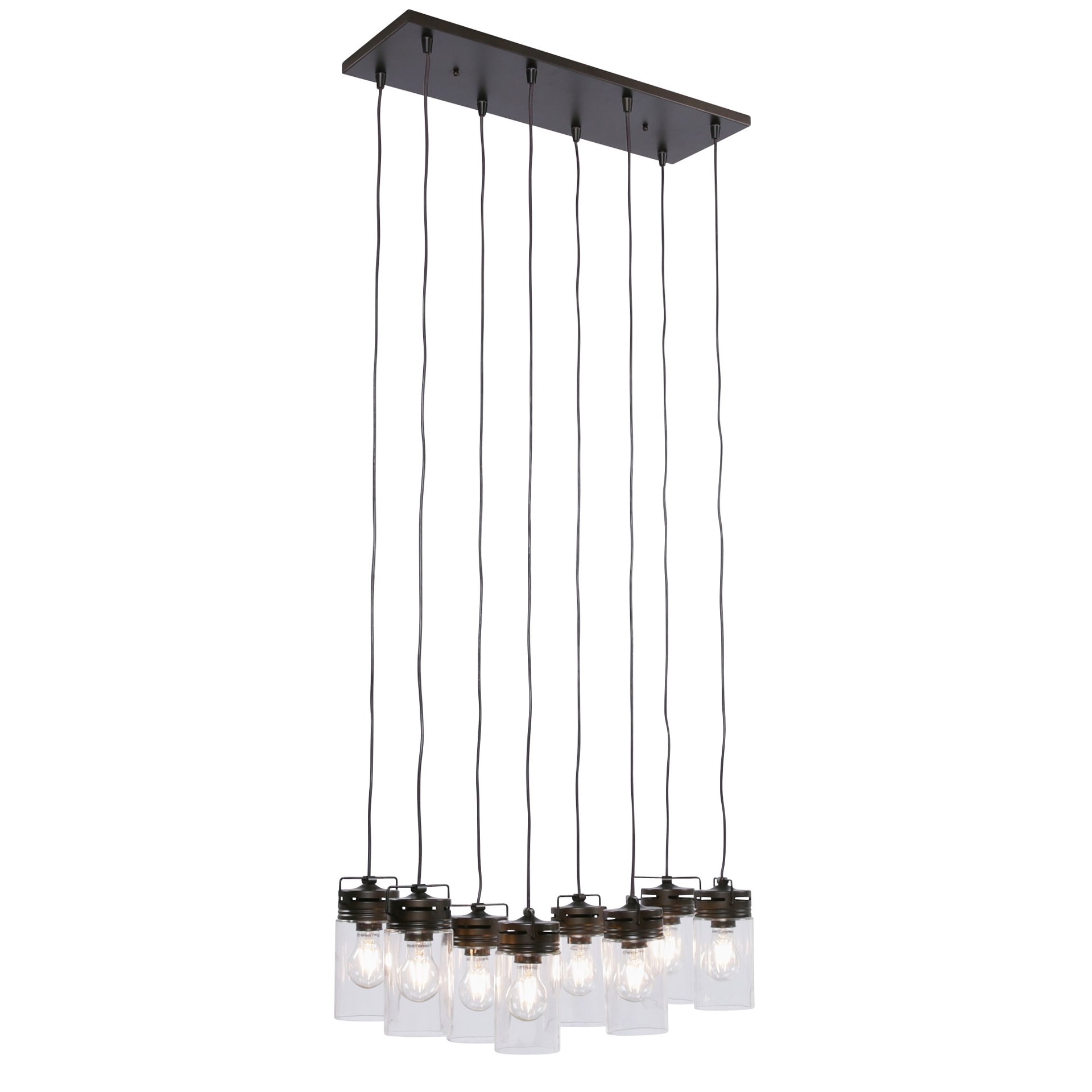 slide 2 of 6, allen + roth Vallymede 8 -Light Aged Bronze Farmhouse Clear glass Jar Large Hanging Pendant light, 1 ct