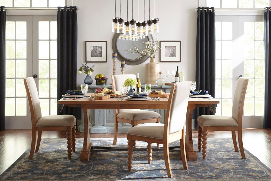 slide 5 of 6, allen + roth Vallymede 8 -Light Aged Bronze Farmhouse Clear glass Jar Large Hanging Pendant light, 1 ct