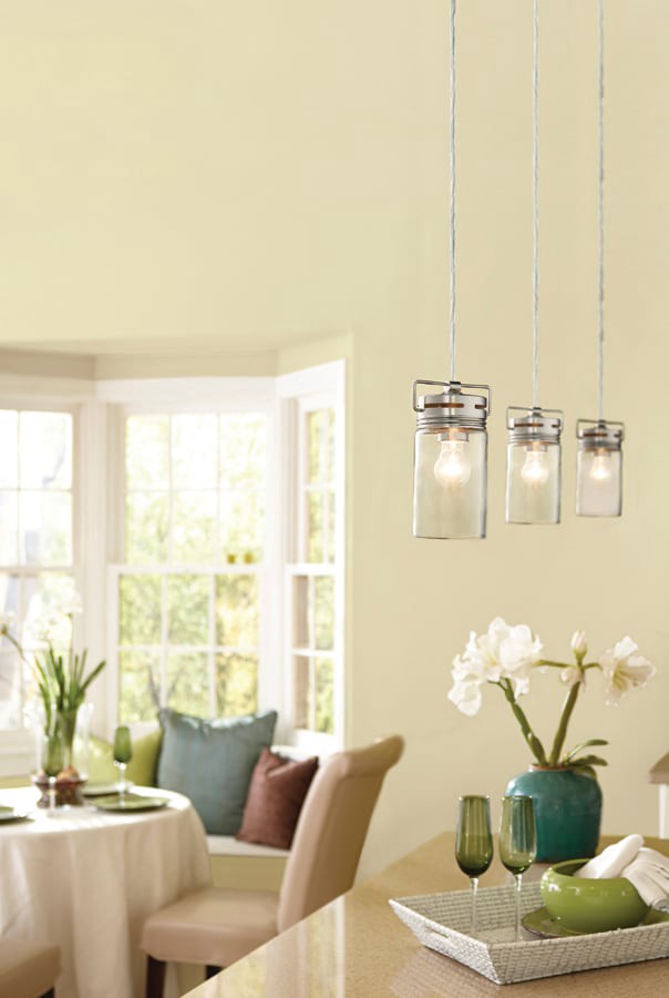 slide 3 of 6, allen + roth Vallymede 1 -Light Brushed Nickel Farmhouse Clear glass Jar Mini Hanging Pendant light, 1 ct