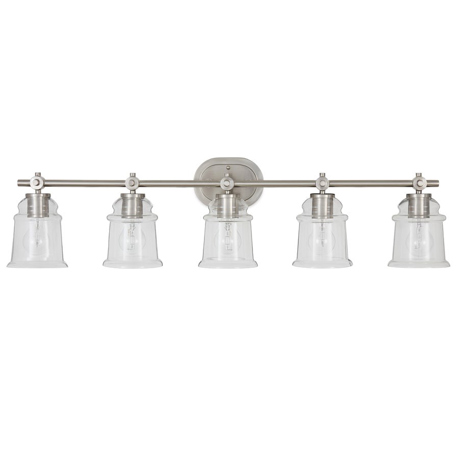 slide 1 of 1, allen + roth Winsbrell 38-in 5 -Light Brushed Nickel Traditional Vanity light, 1 ct