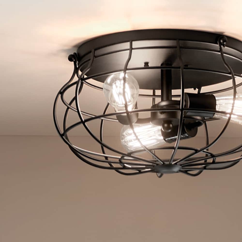 slide 6 of 6, allen + roth Yordan 3 -Light 15-in Bronze Flush Mount Light, 1 ct