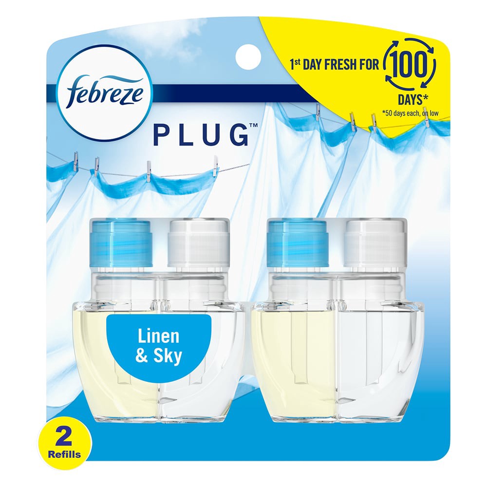 slide 1 of 5, Febreze PLUG 0.87 -fl oz Linen and Sky Refill Air Freshener 2 -Pack, 1 ct