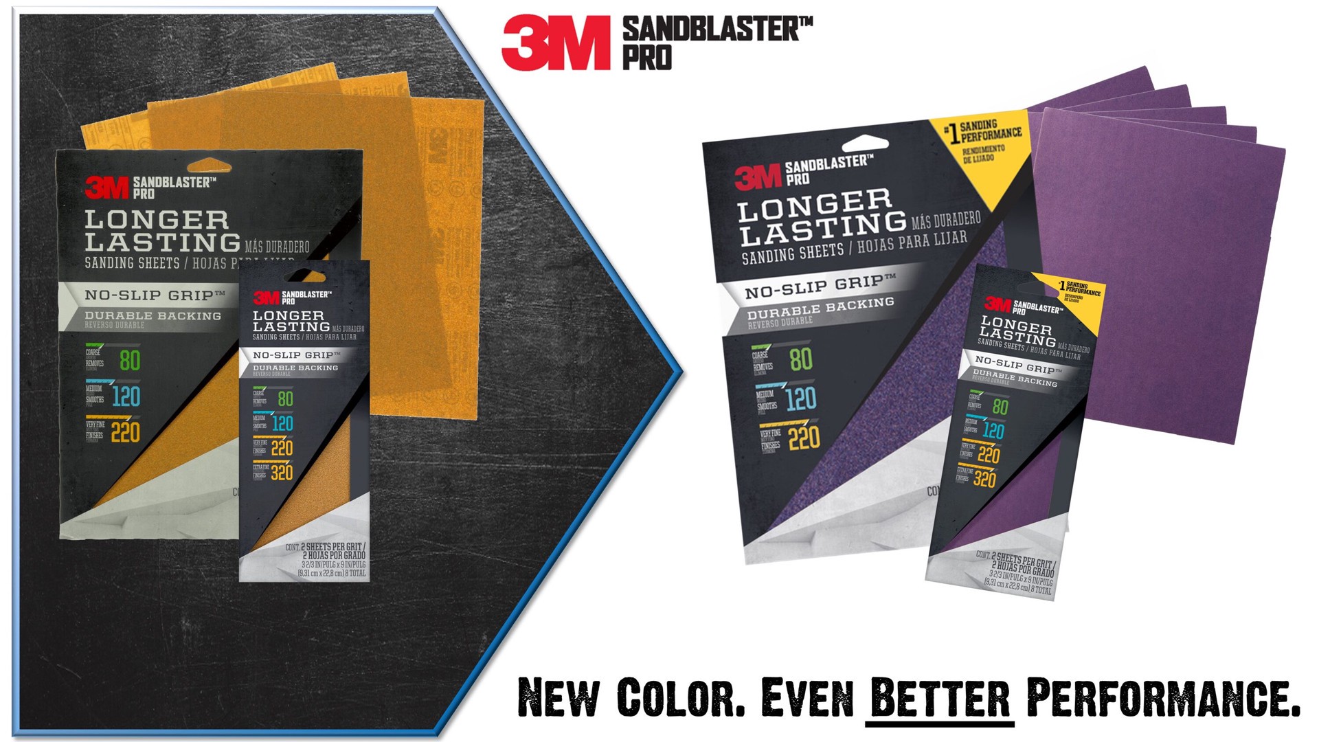 slide 2 of 6, 3M SandBlaster Pro Multi-grade Multi-grade pack -Grit Sheet Sandpaper 3-in W x 9-in L 8 -Pack, 1 ct
