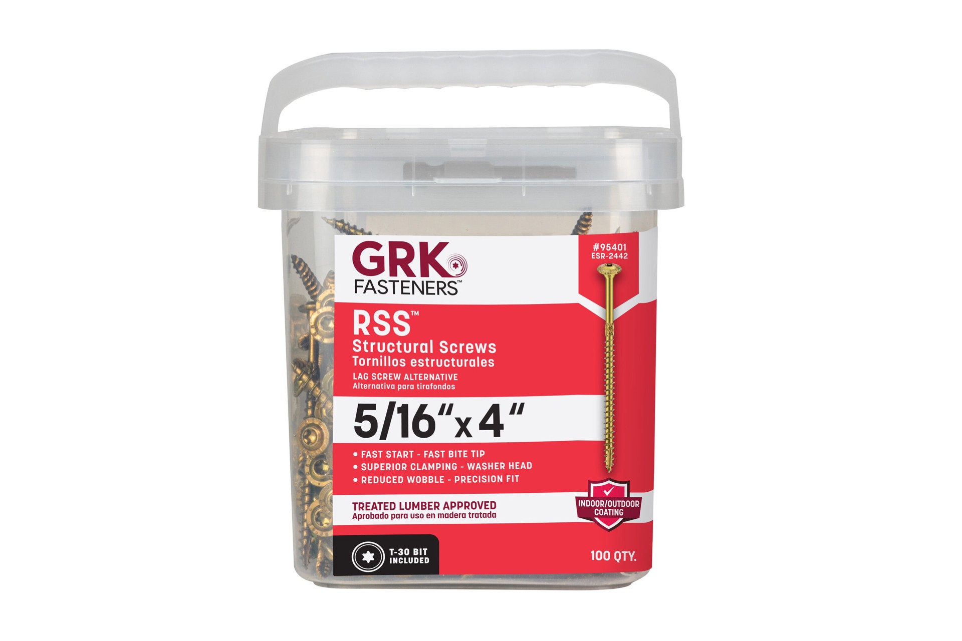 slide 1 of 6, GRK RSS 5/16-in x 4-in Polymer Exterior Wood screws ( 100 -Per Box ), 1 ct